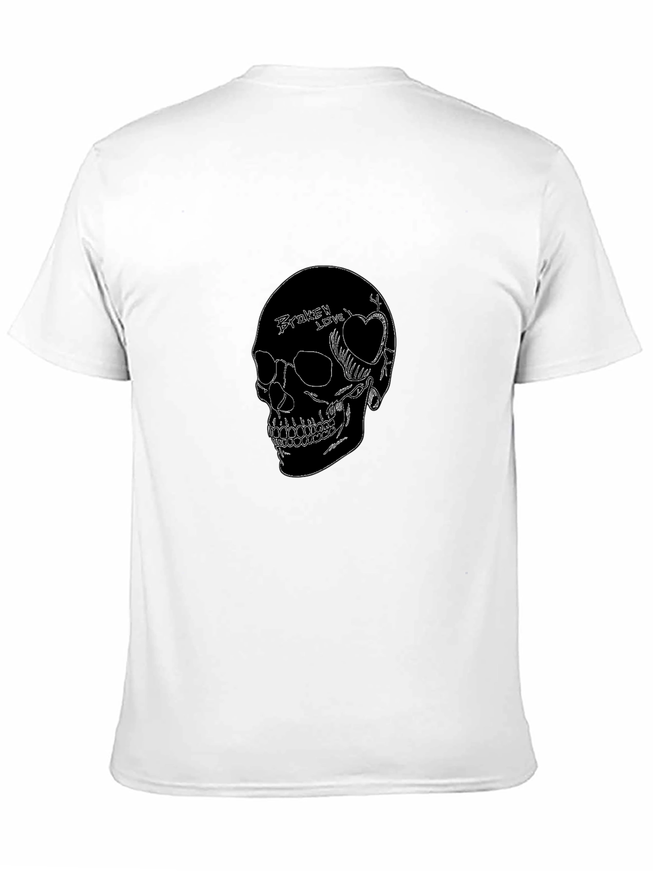 Skull Broken Heart Graphic Black T-Shirt