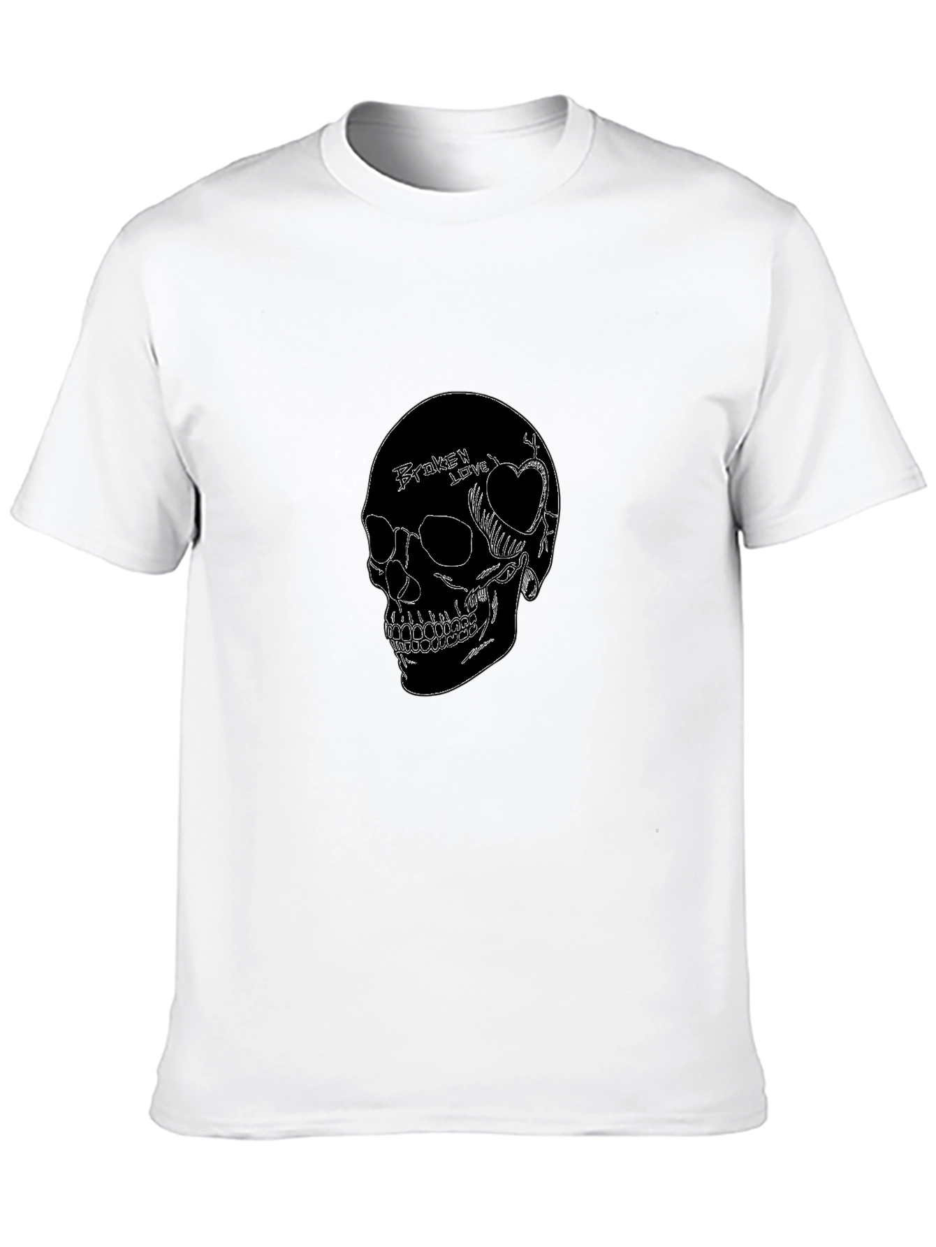 Skull Broken Heart Graphic Black T-Shirt