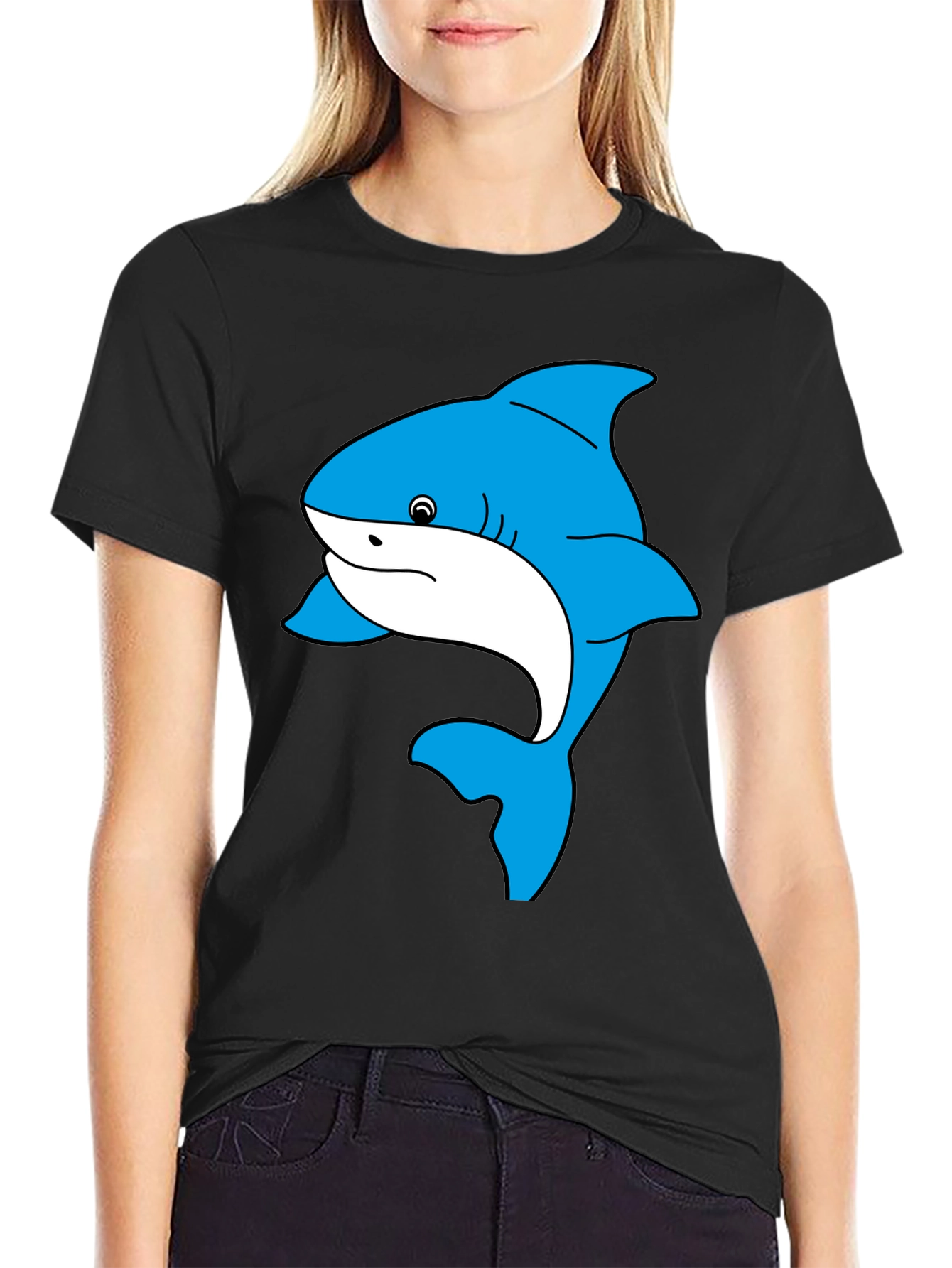 Shark Graphic Tee - Black Cotton Comfort