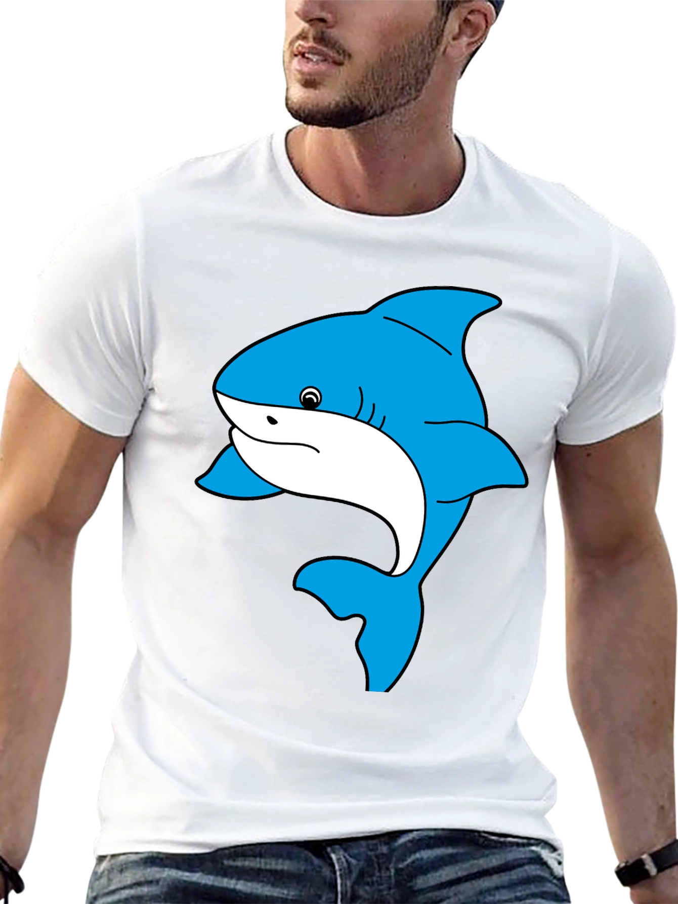 Shark Graphic Tee - Black Cotton Comfort