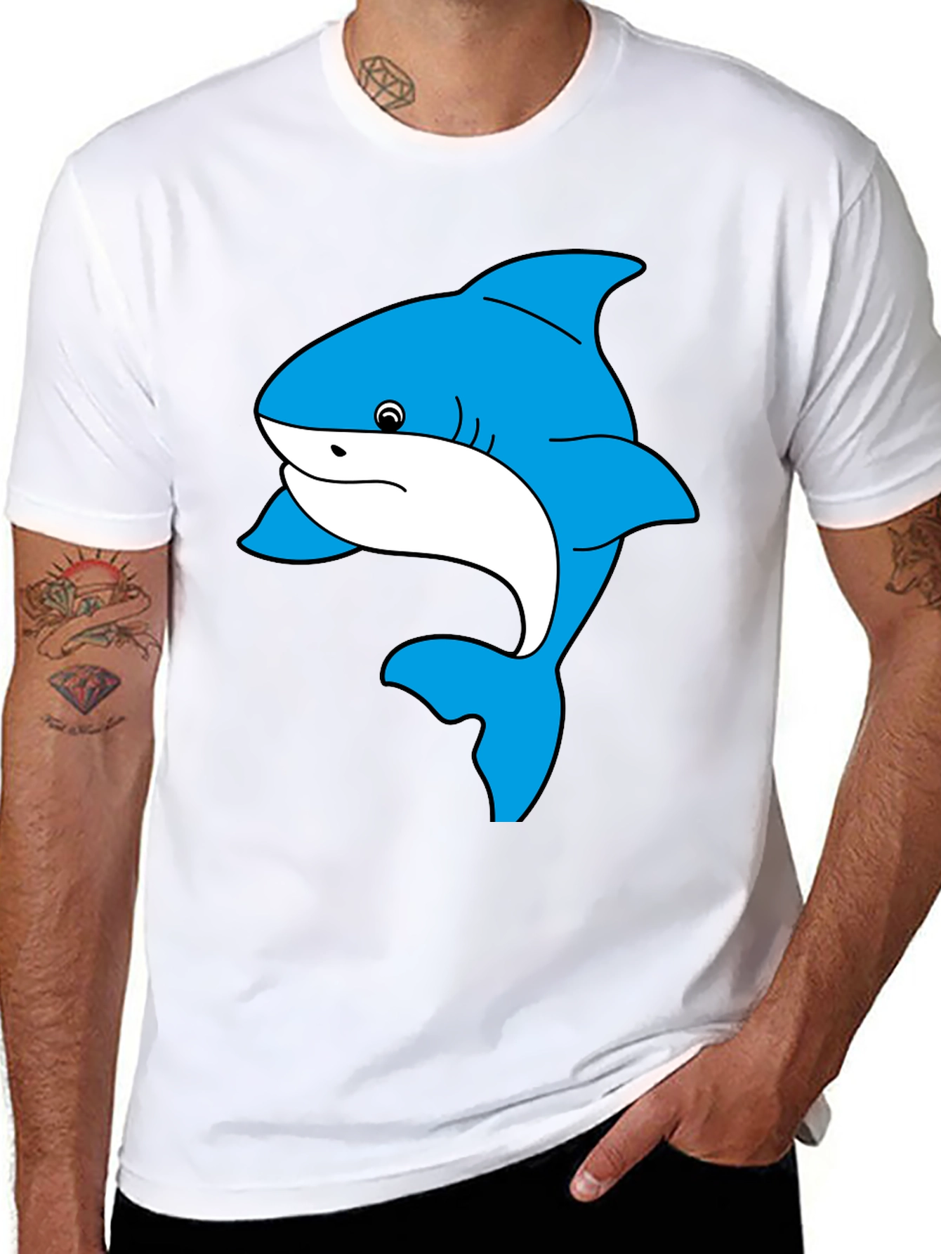 Shark Graphic Tee - Black Cotton Comfort