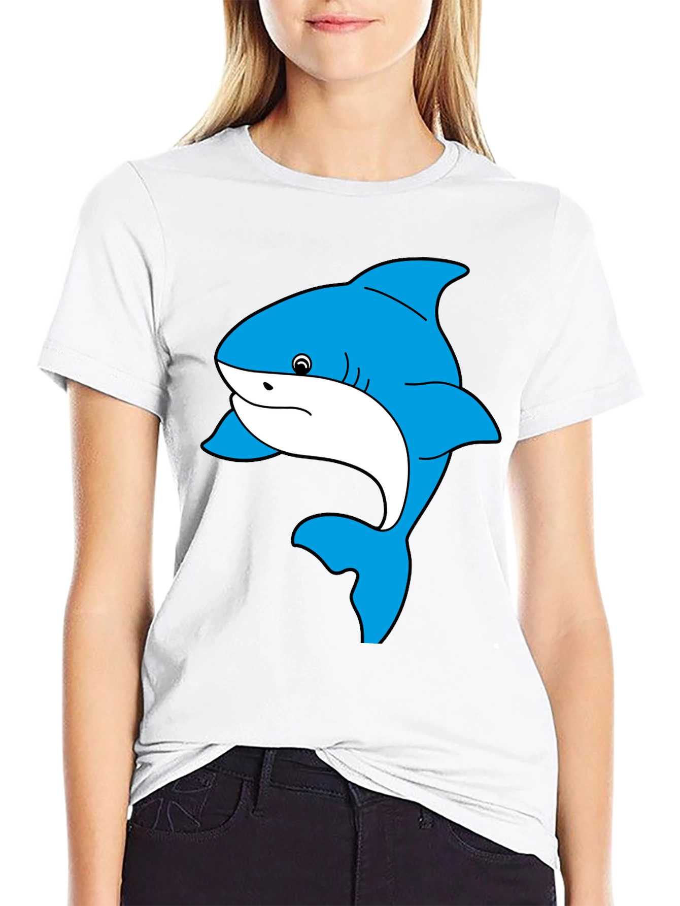 Shark Graphic Tee - Black Cotton Comfort