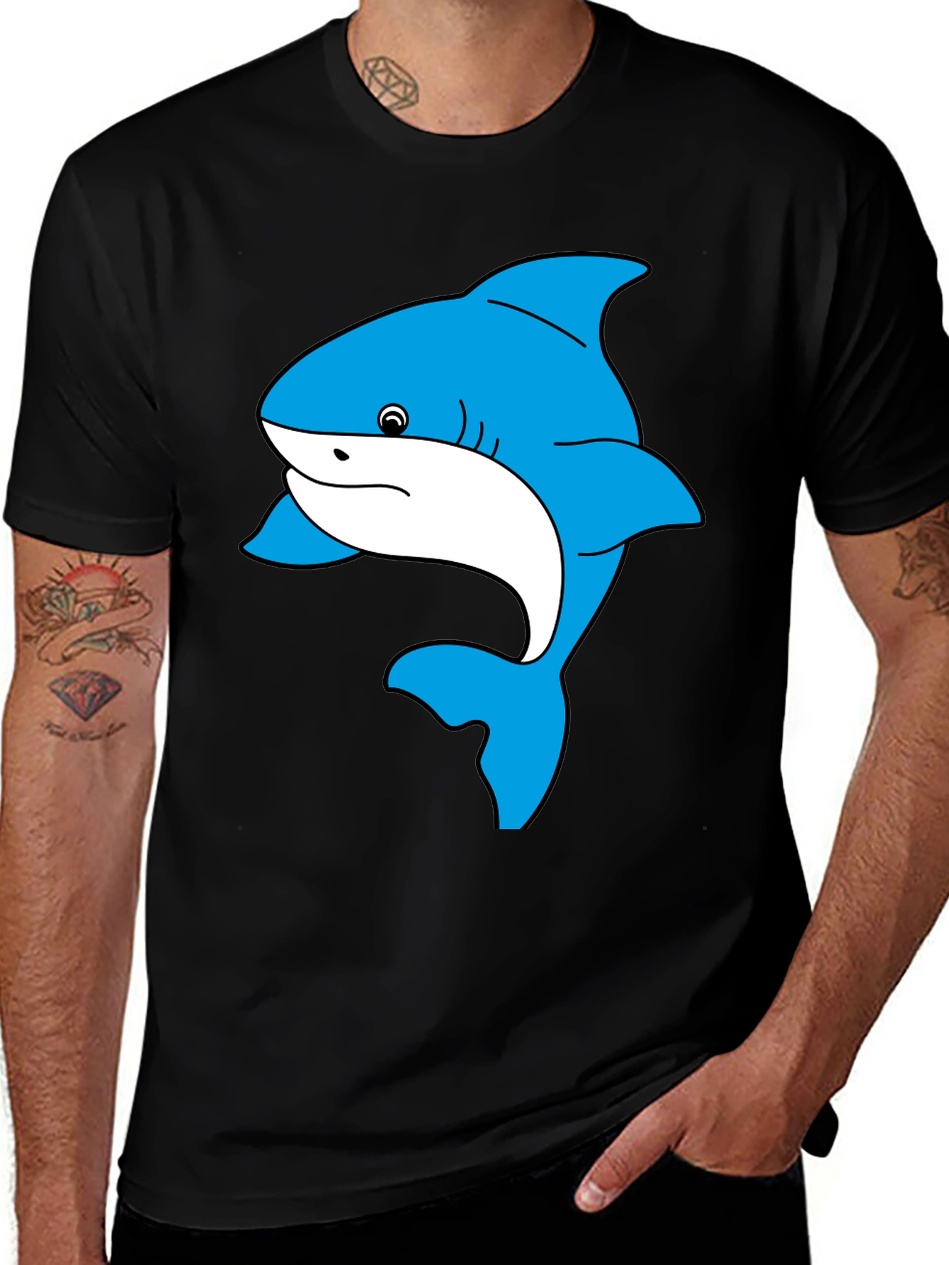 Shark Graphic Tee - Black Cotton Comfort