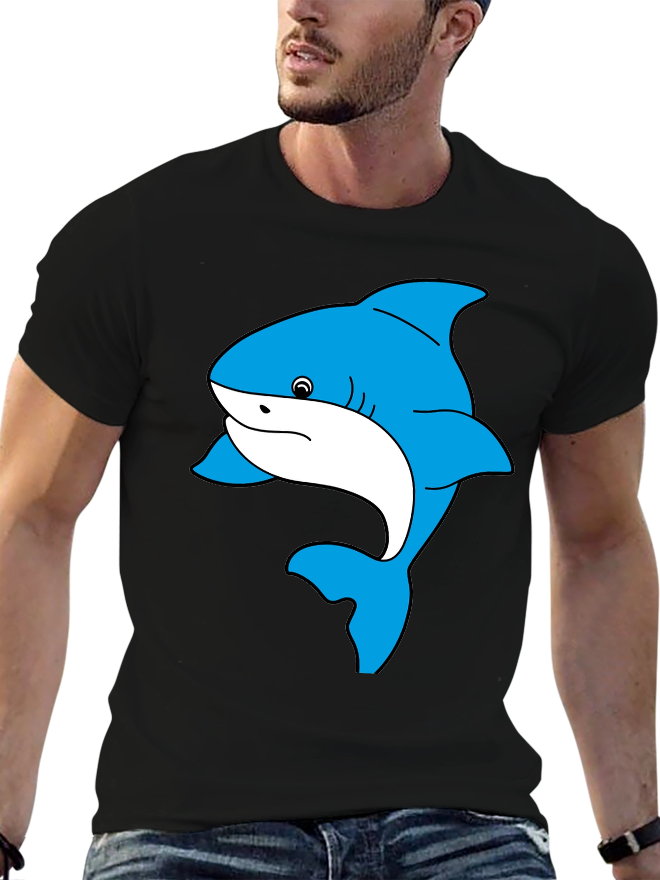 Shark Graphic Tee - Black Cotton Comfort