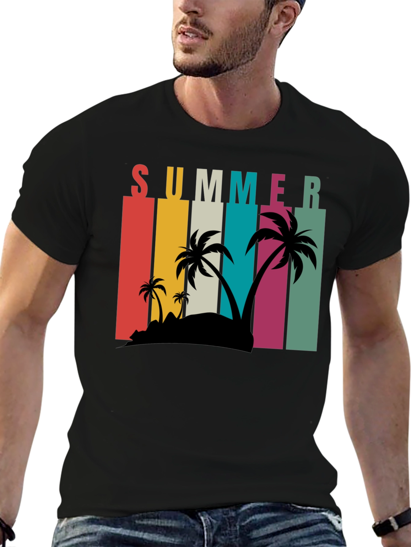 Summer Palm T-Shirt - Retro Beach Design