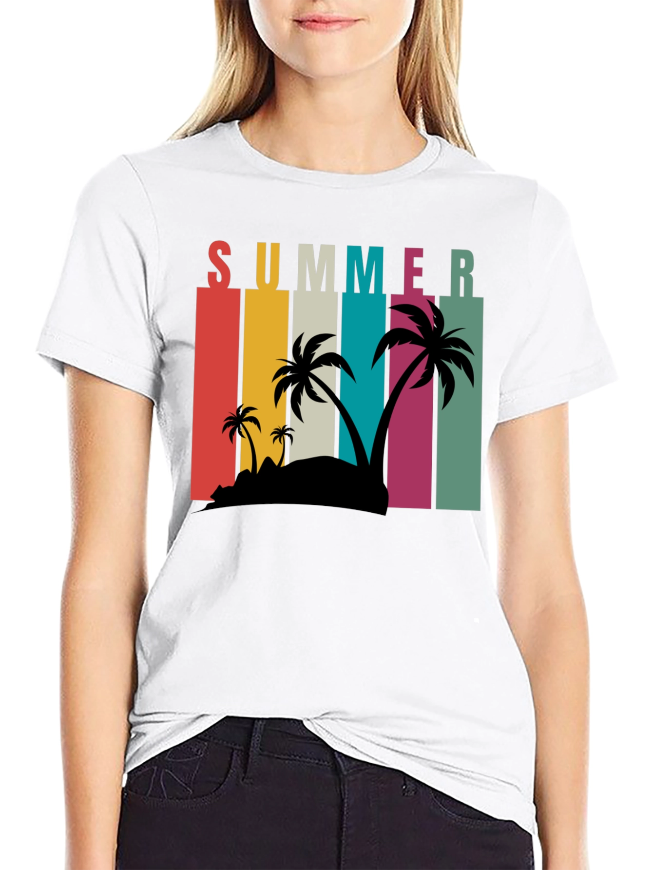 Summer Palm T-Shirt - Retro Beach Design