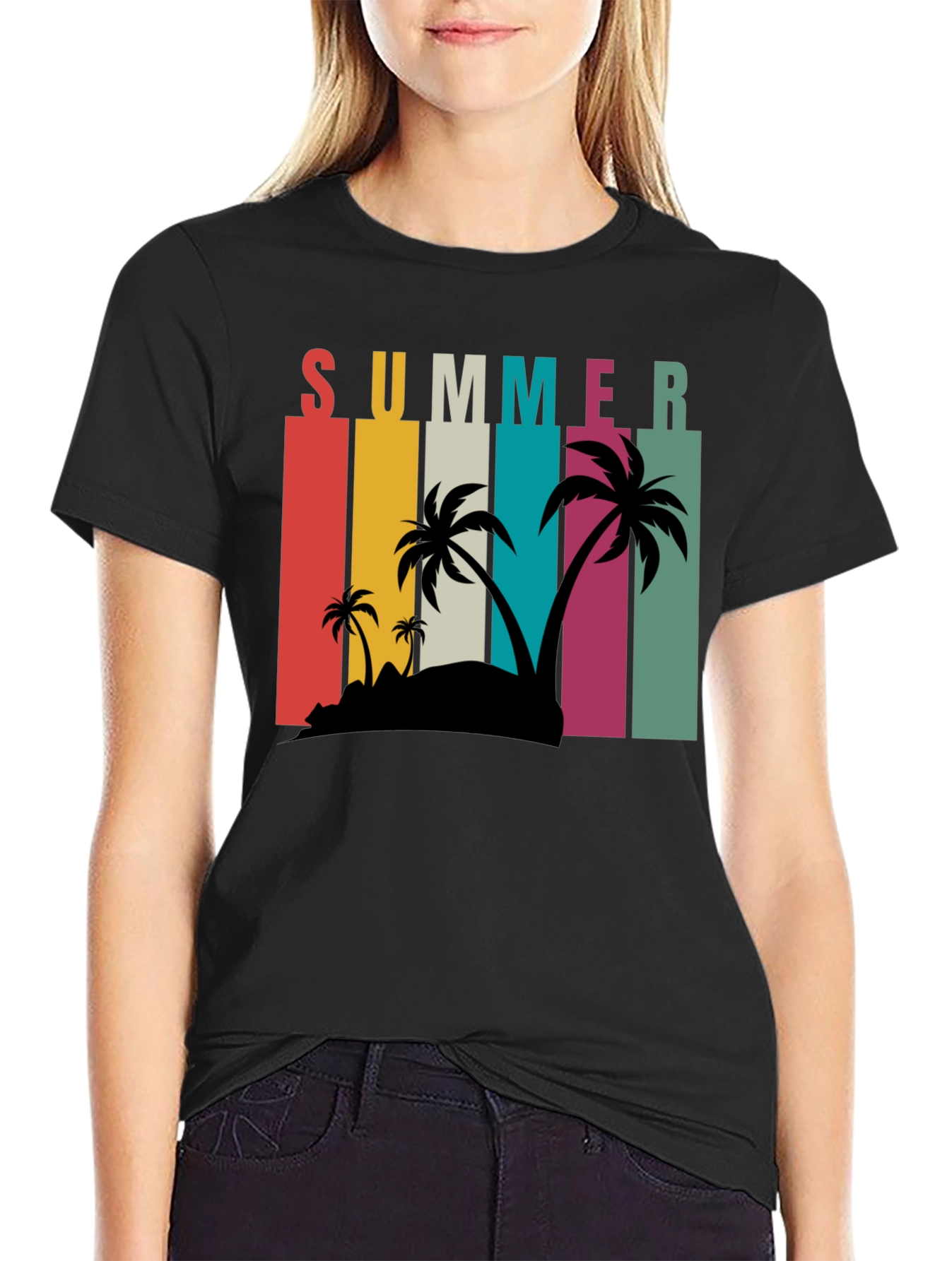 Summer Palm T-Shirt - Retro Beach Design