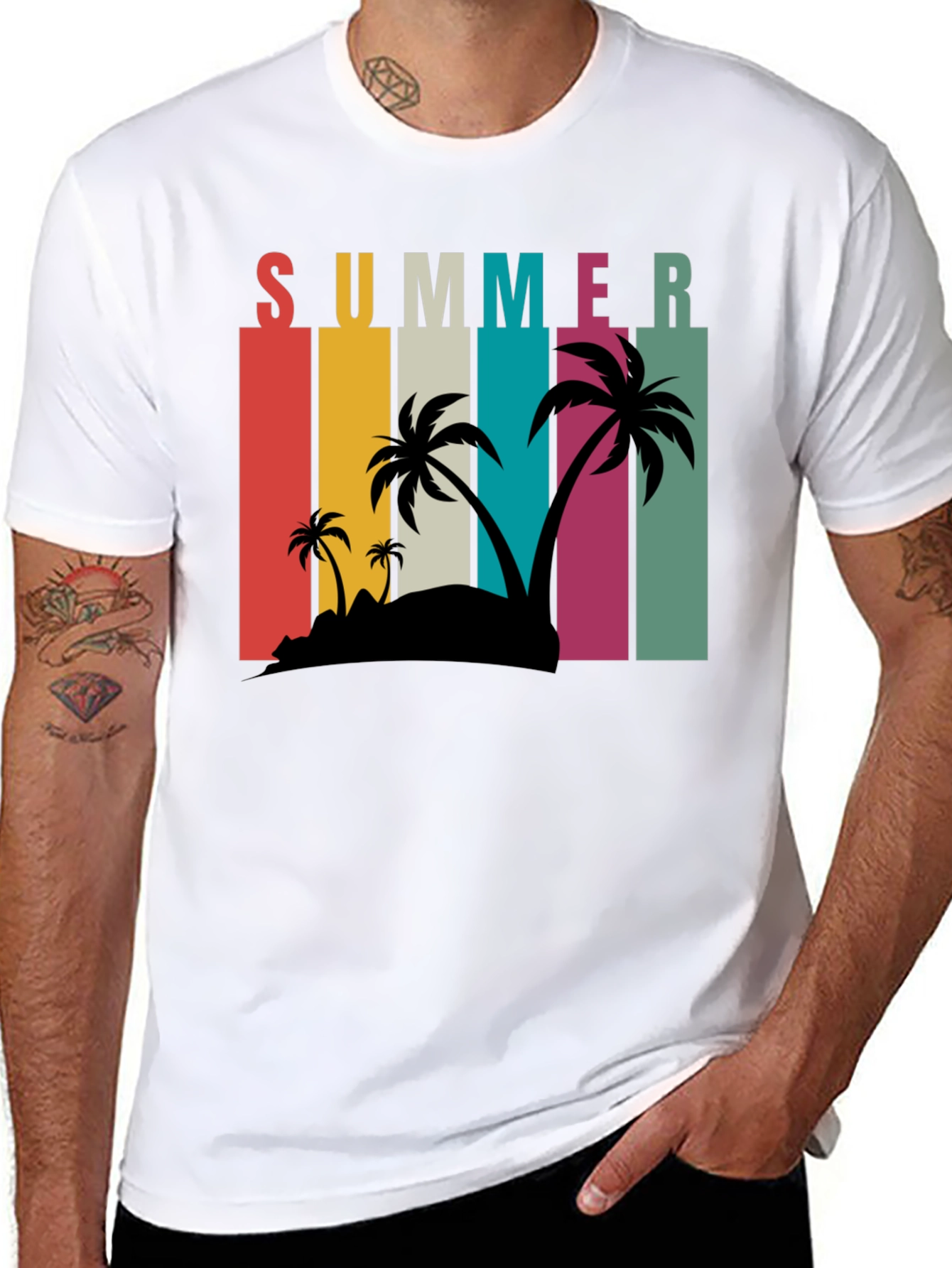 Summer Palm T-Shirt - Retro Beach Design