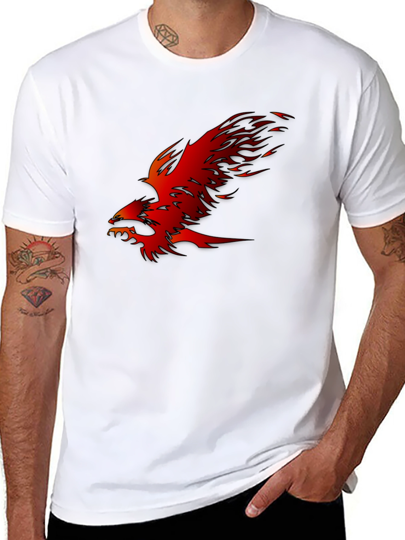 Fiery Phoenix Graphic Black T-Shirt