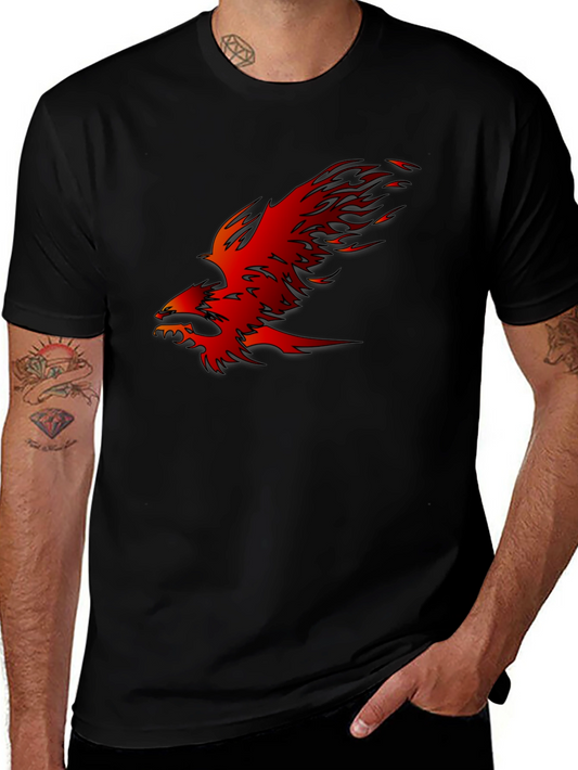 Fiery Phoenix Graphic Black T-Shirt