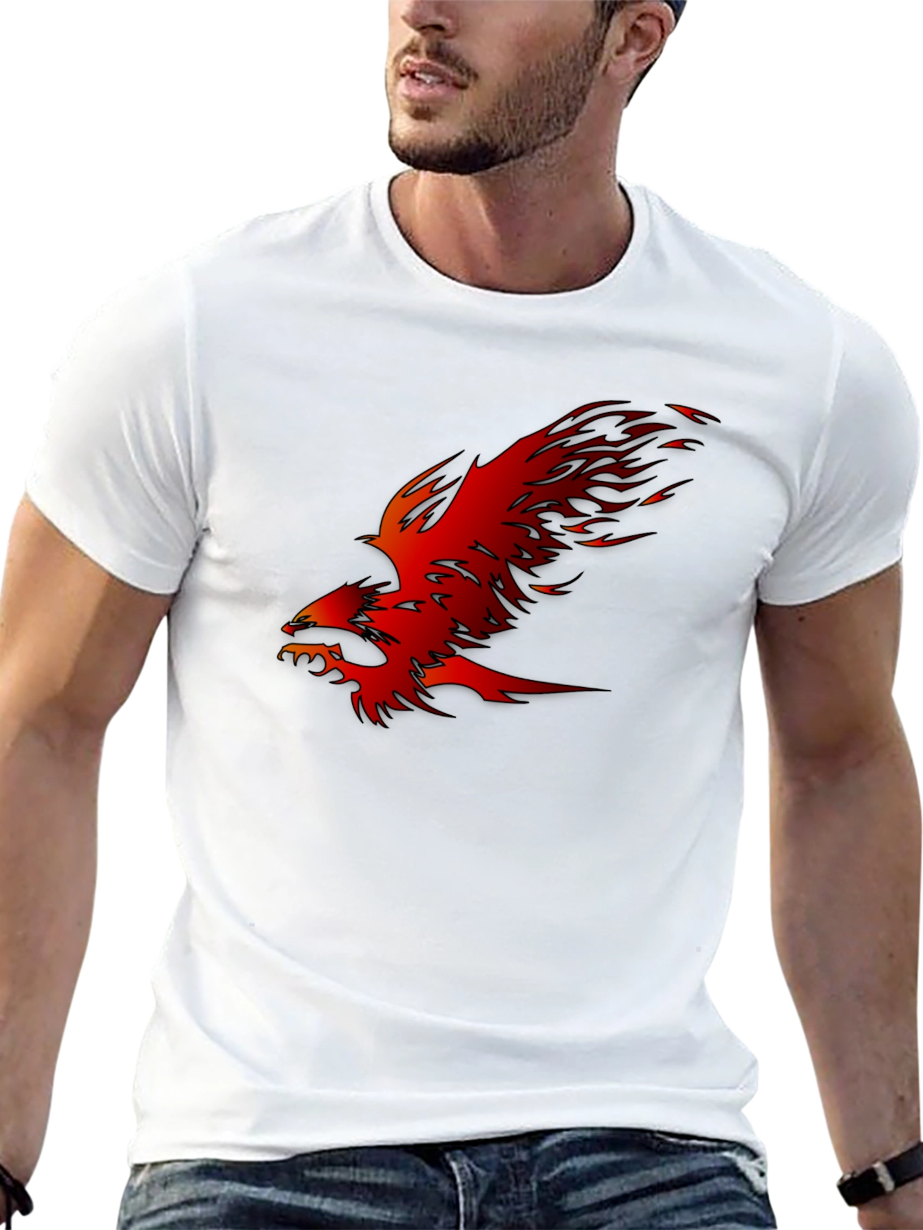 Fiery Phoenix Graphic Black T-Shirt