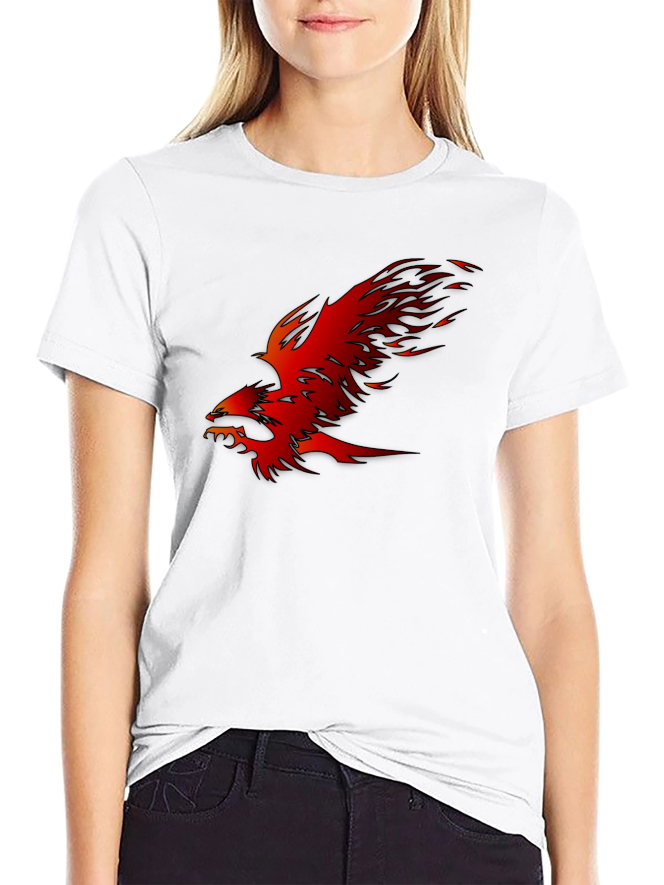 Fiery Phoenix Graphic Black T-Shirt