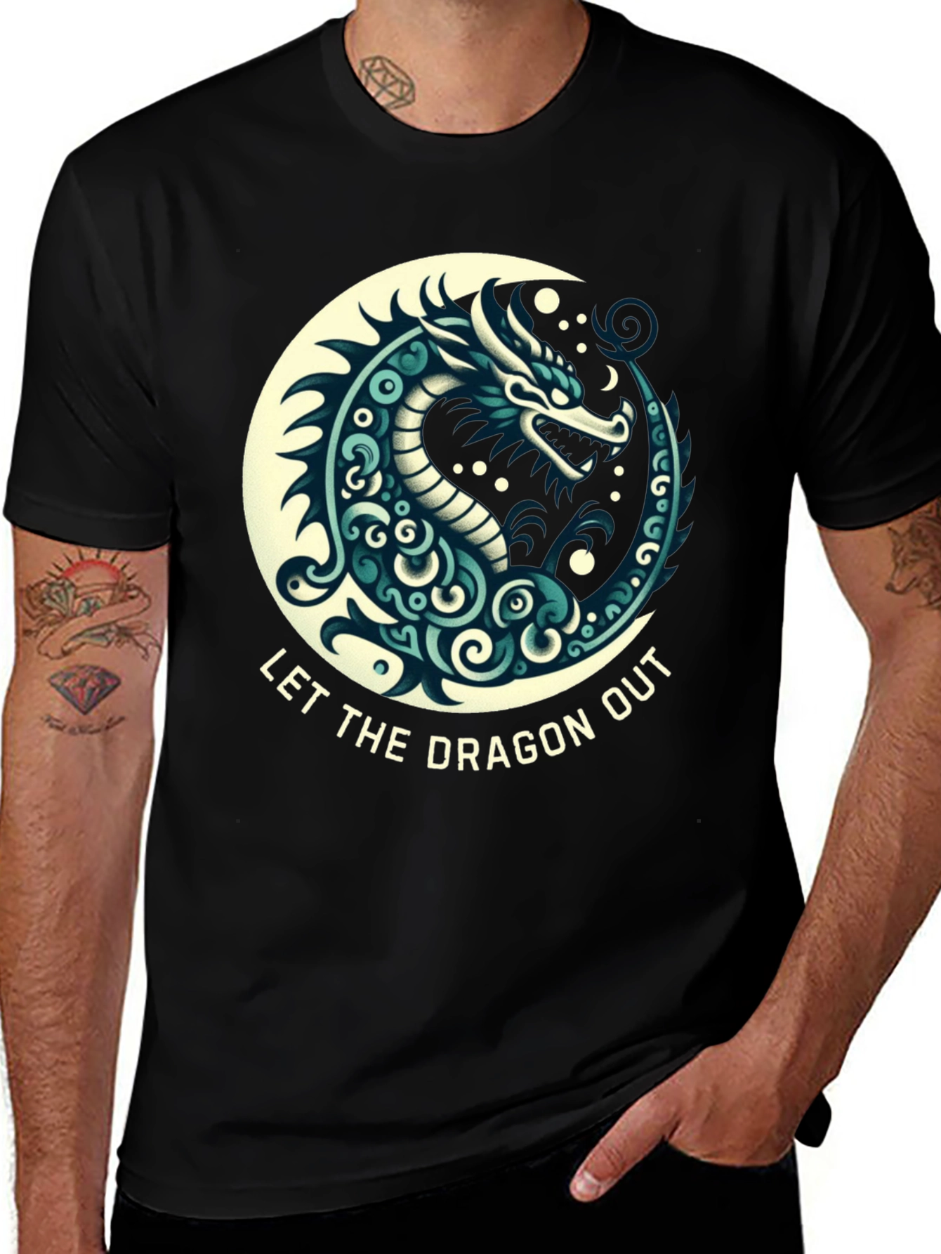 Let The Dragon Out Black T-Shirt