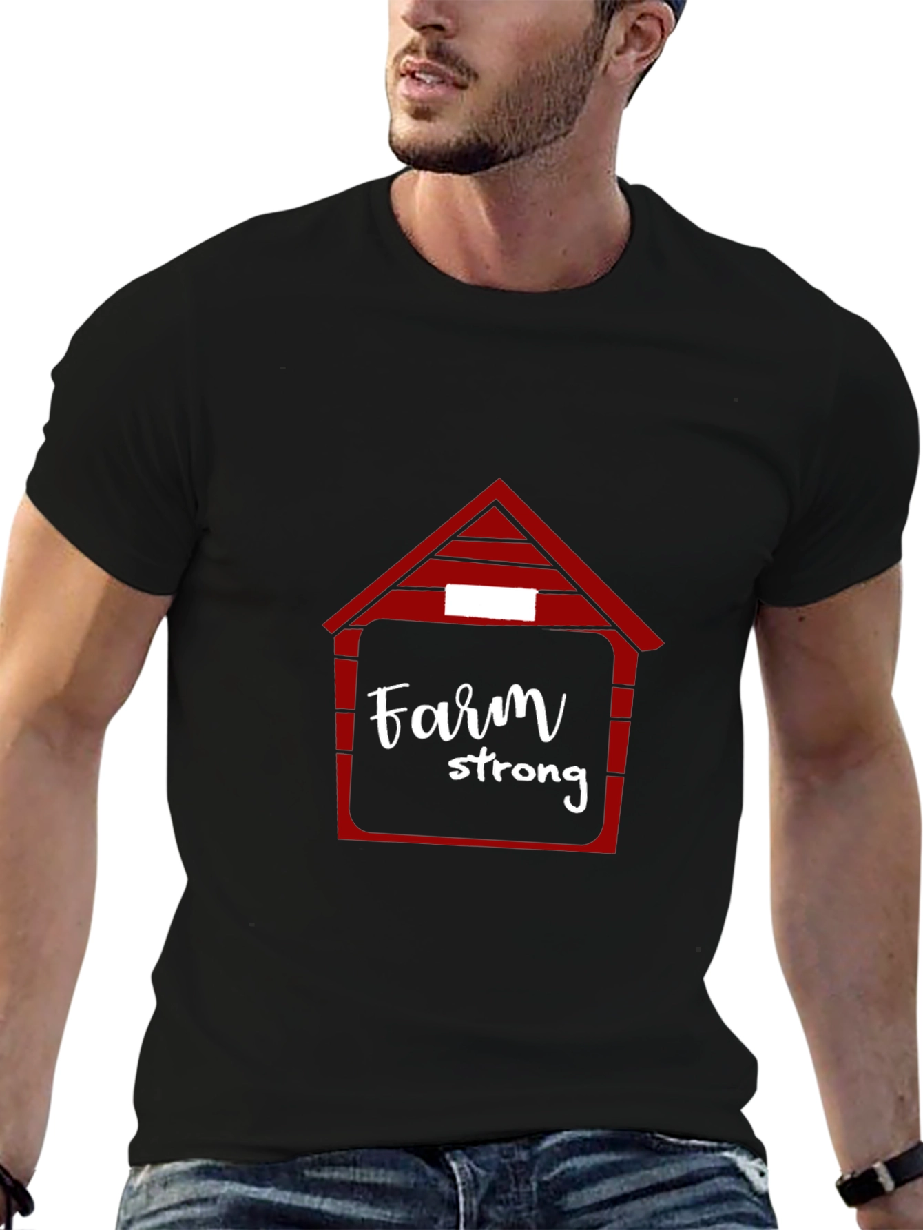 Farm Strong Graphic Tee - Black Crew Neck T-Shirt