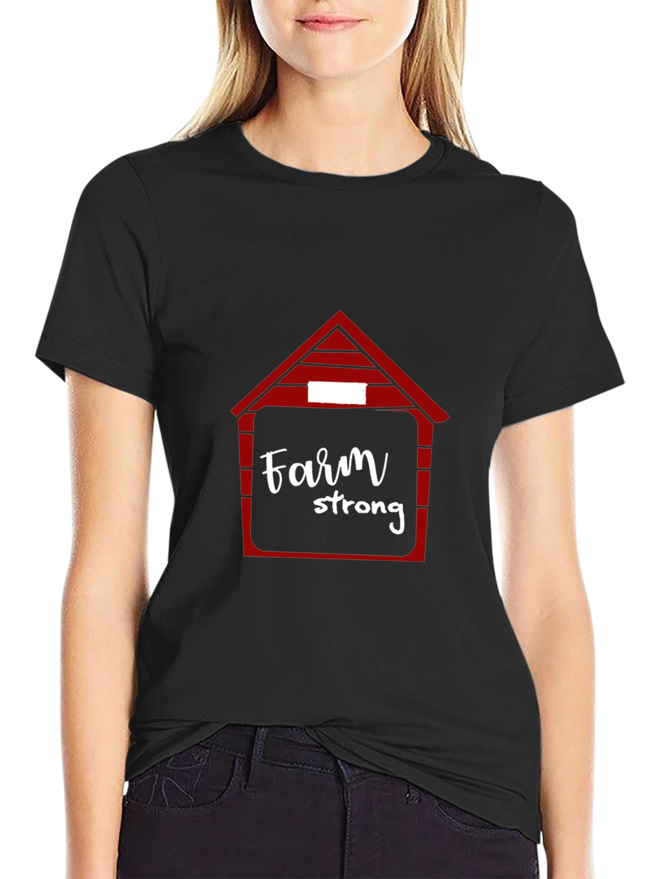 Farm Strong Graphic Tee - Black Crew Neck T-Shirt