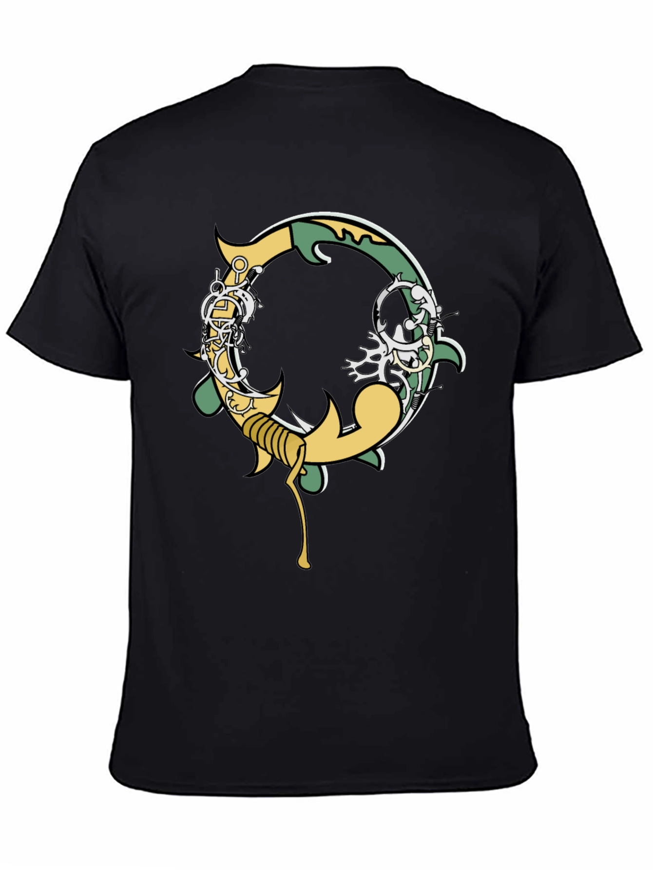 Black Graphic Tee - Ornate Initial O Design