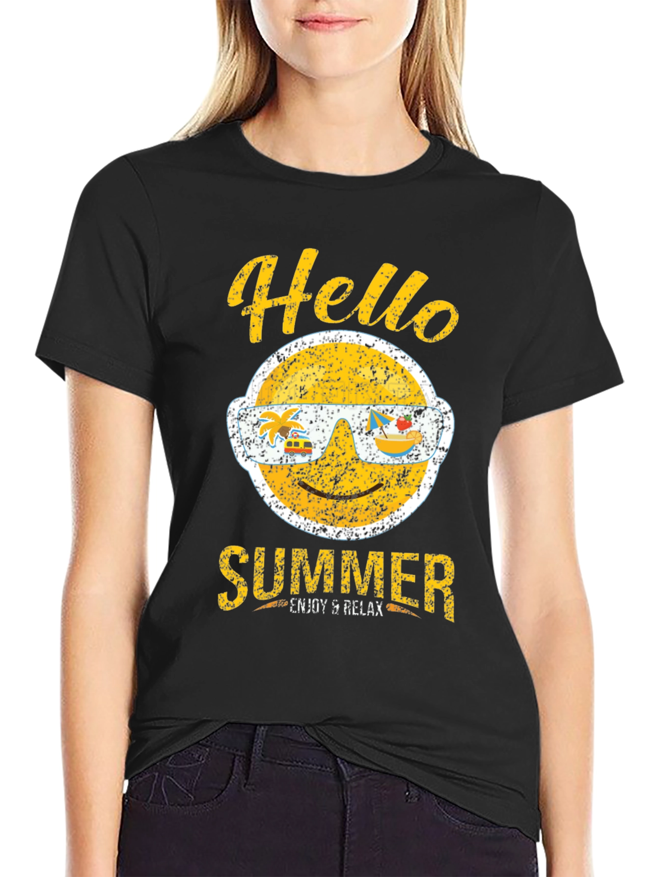 Hello Summer Graphic T-Shirt - Enjoy & Relax