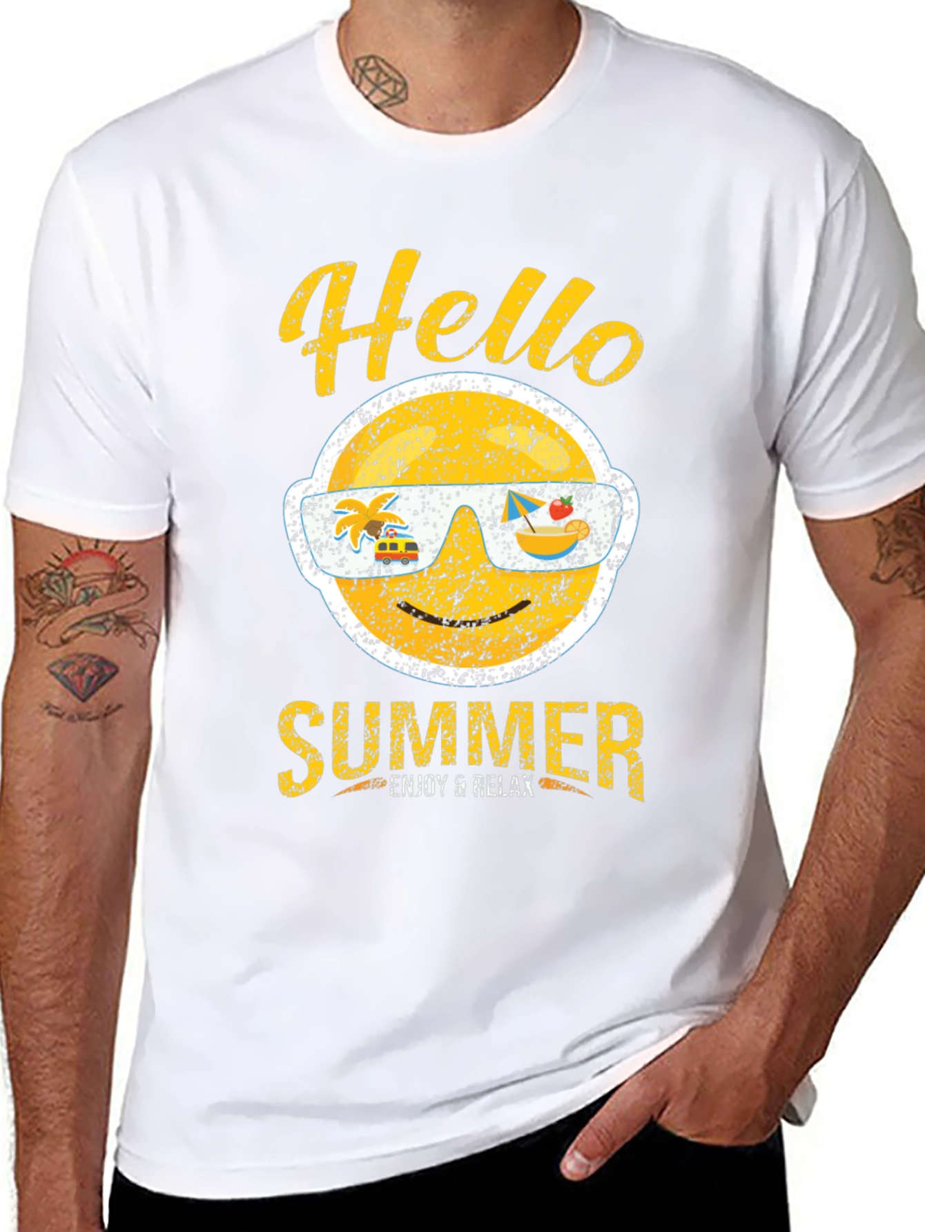 Hello Summer Graphic T-Shirt - Enjoy & Relax