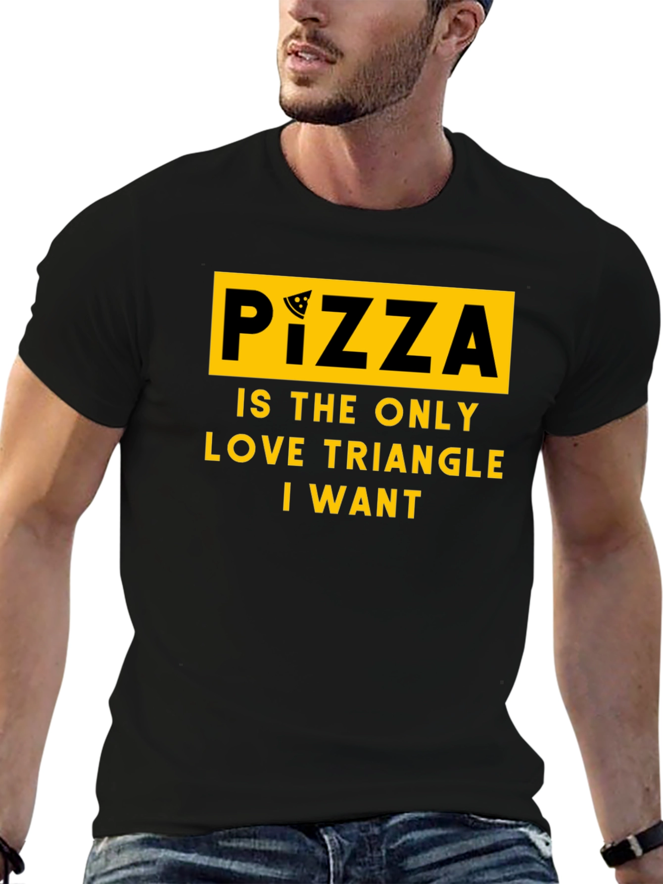 Pizza Love Triangle Graphic T-Shirt -  Funny Foodie Tee