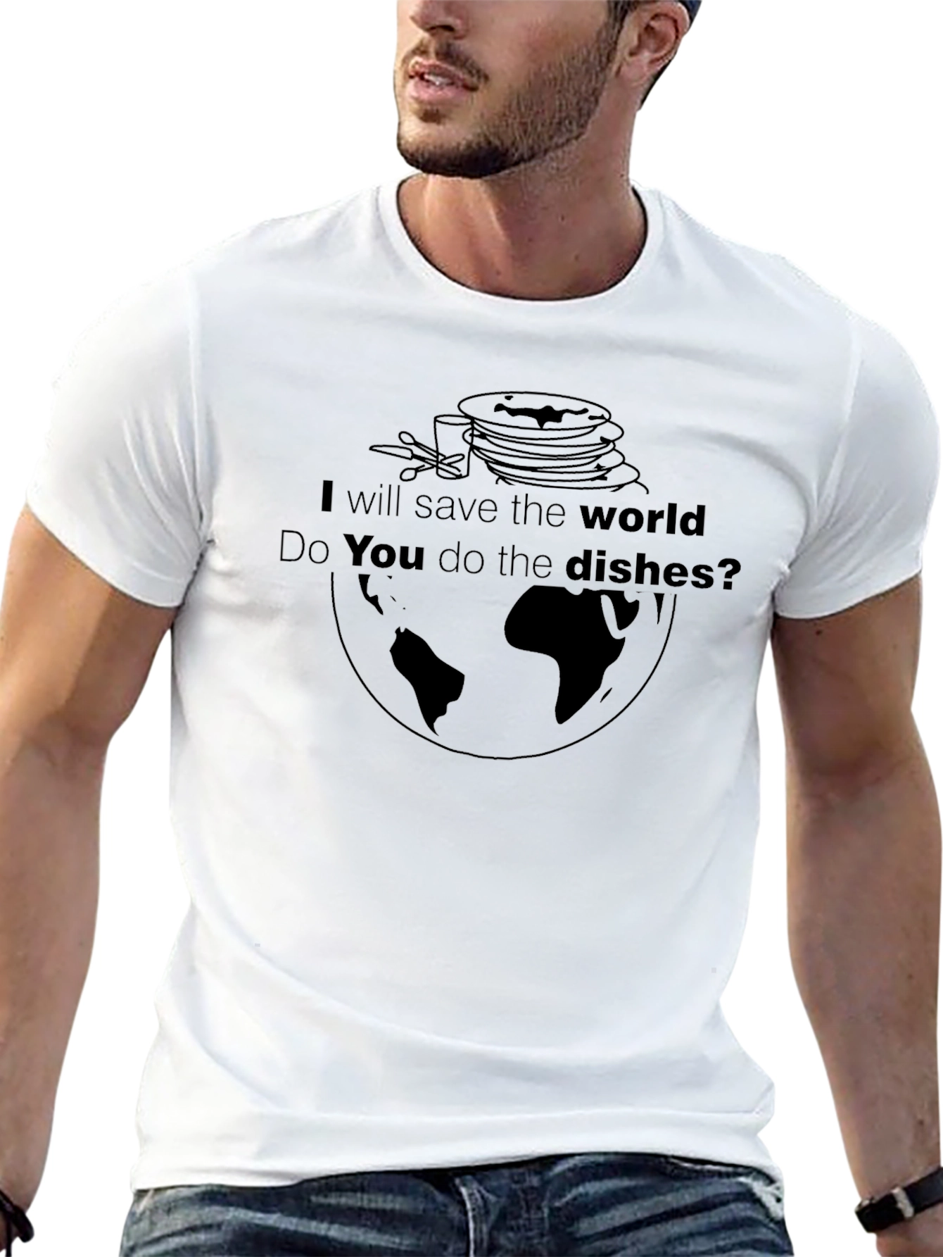 Save The World Do The Dishes Black T-Shirt