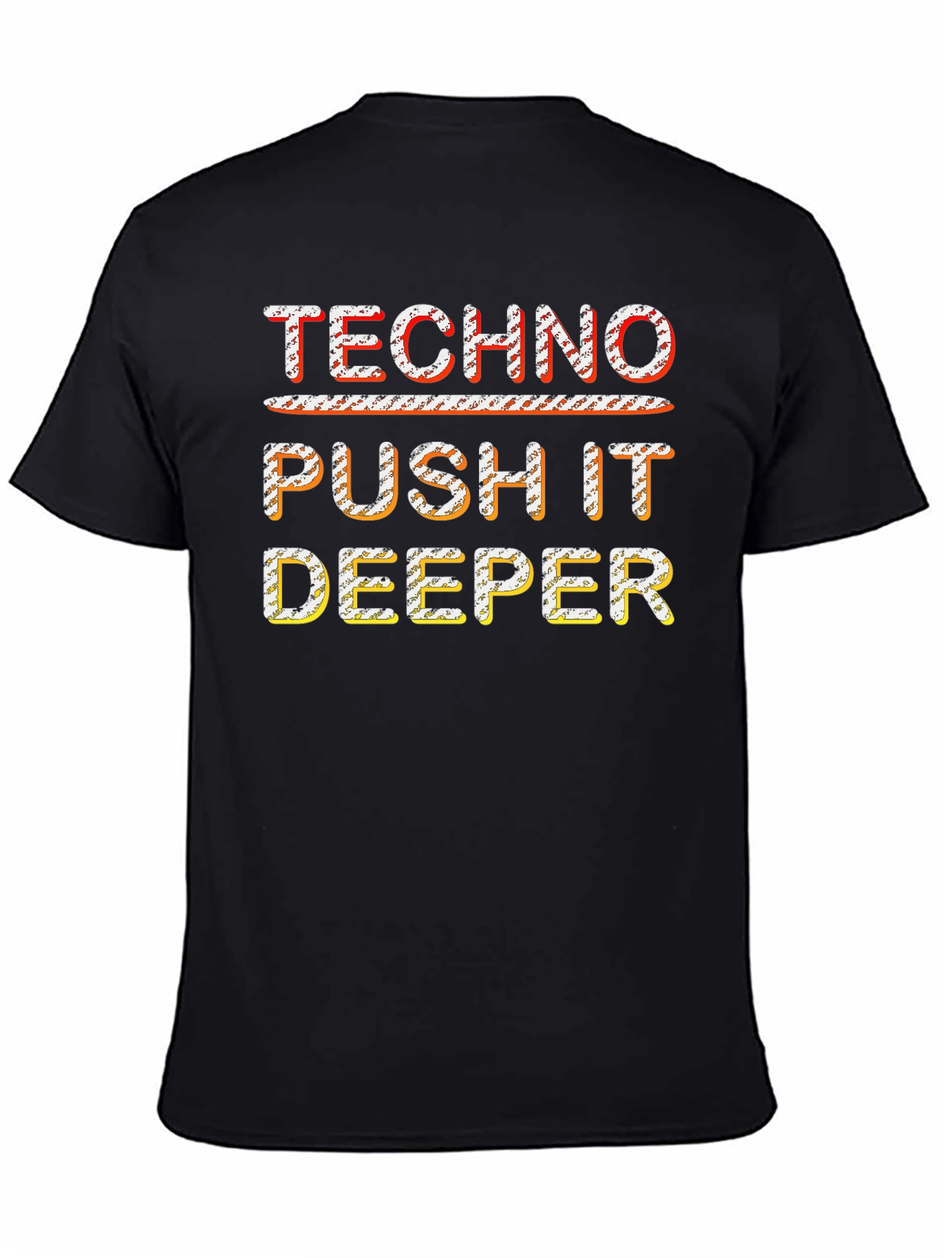 Techno Push It Deeper Black Graphic Tee