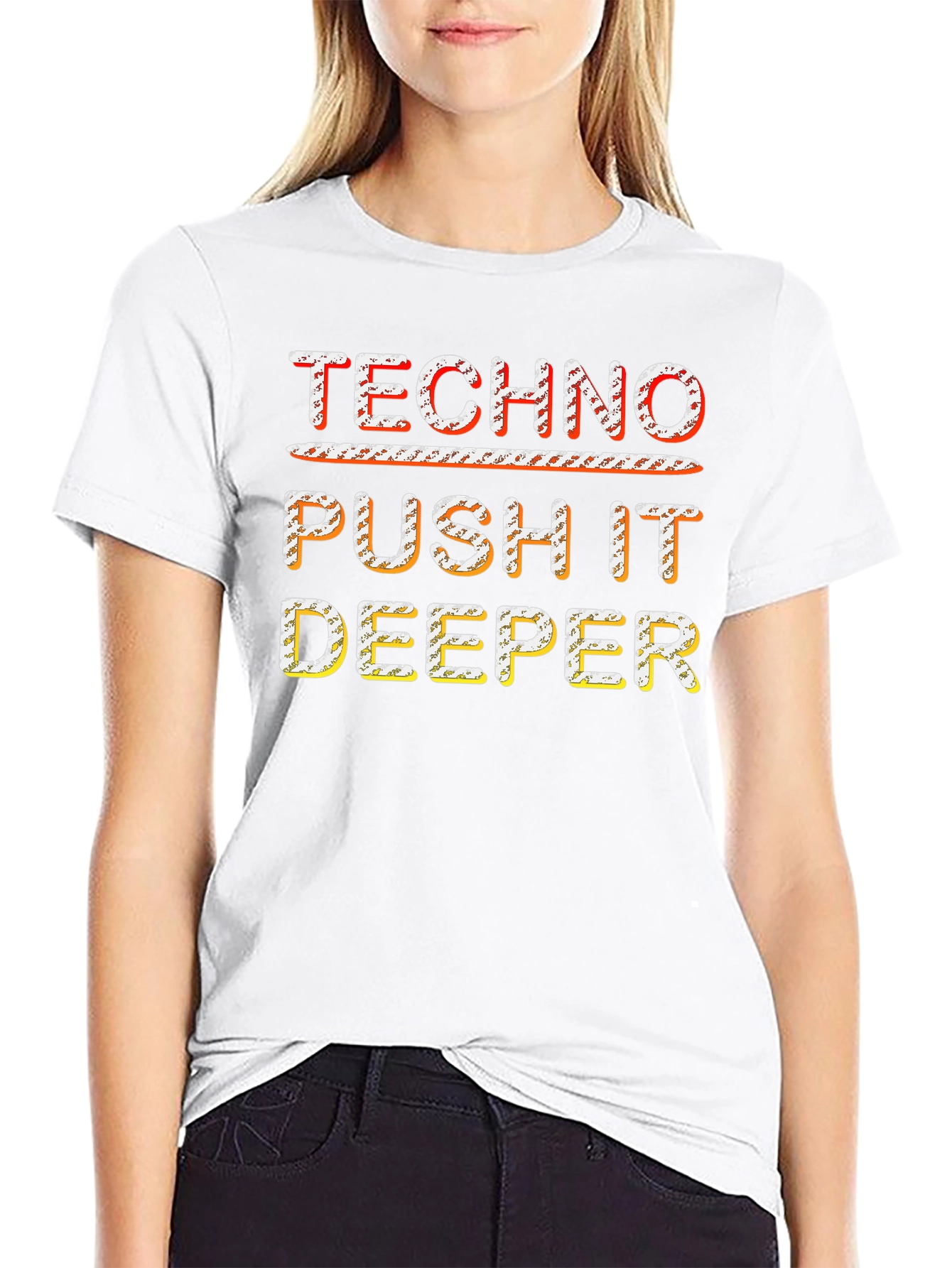 Techno Push It Deeper Black Graphic Tee