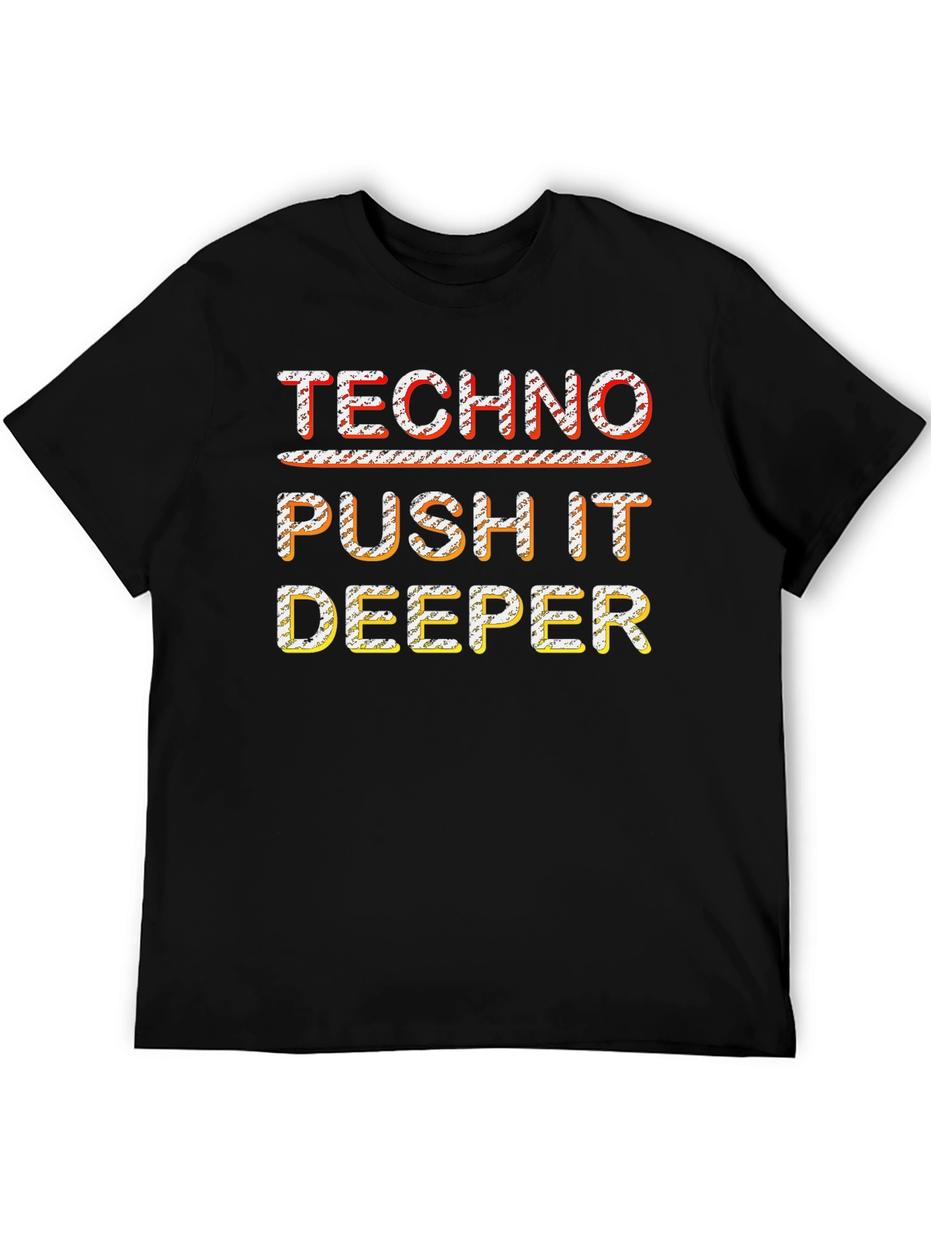 Techno Push It Deeper Black Graphic Tee