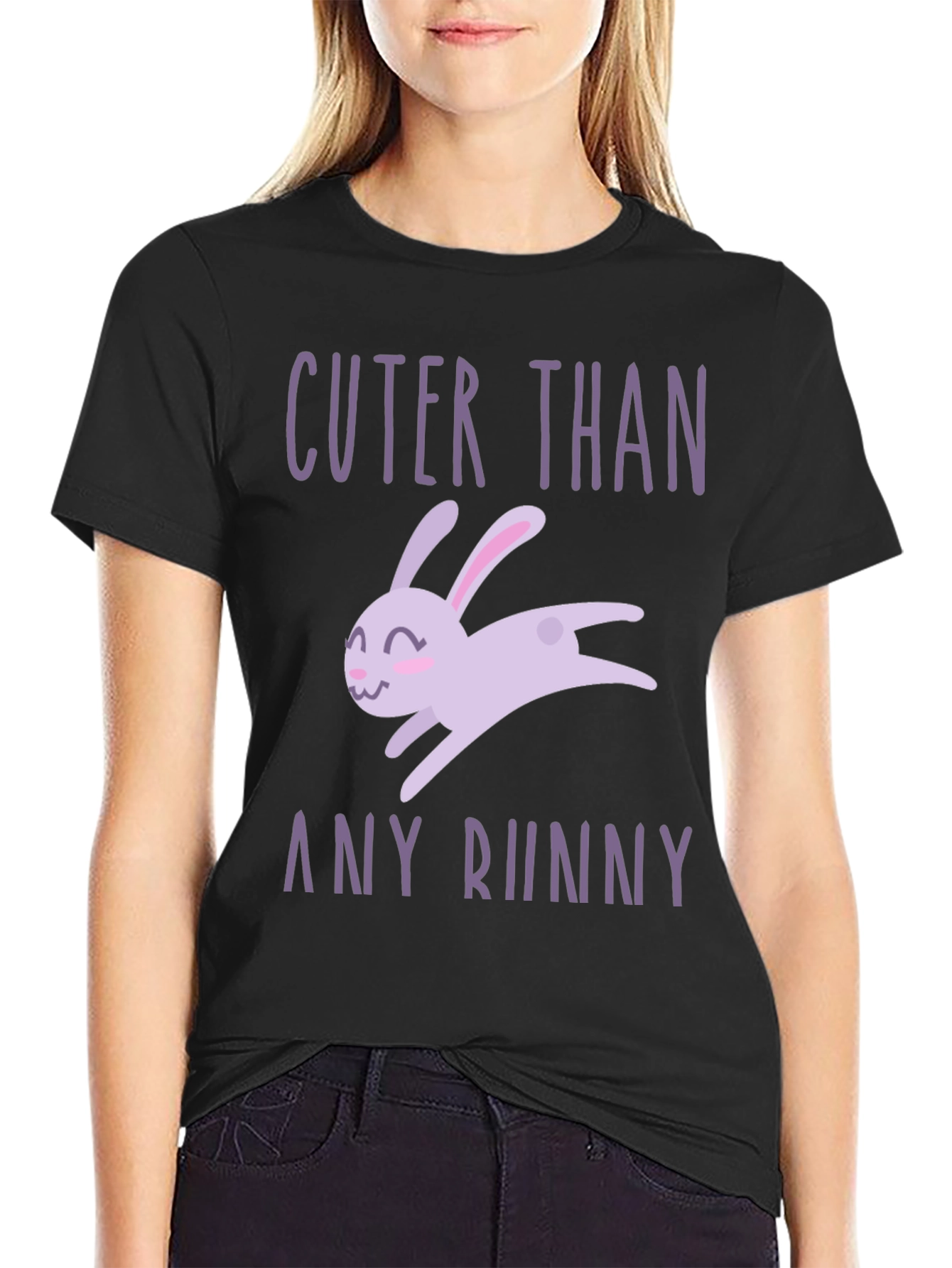 Cuter Than Any Bunny Black Graphic T-Shirt
