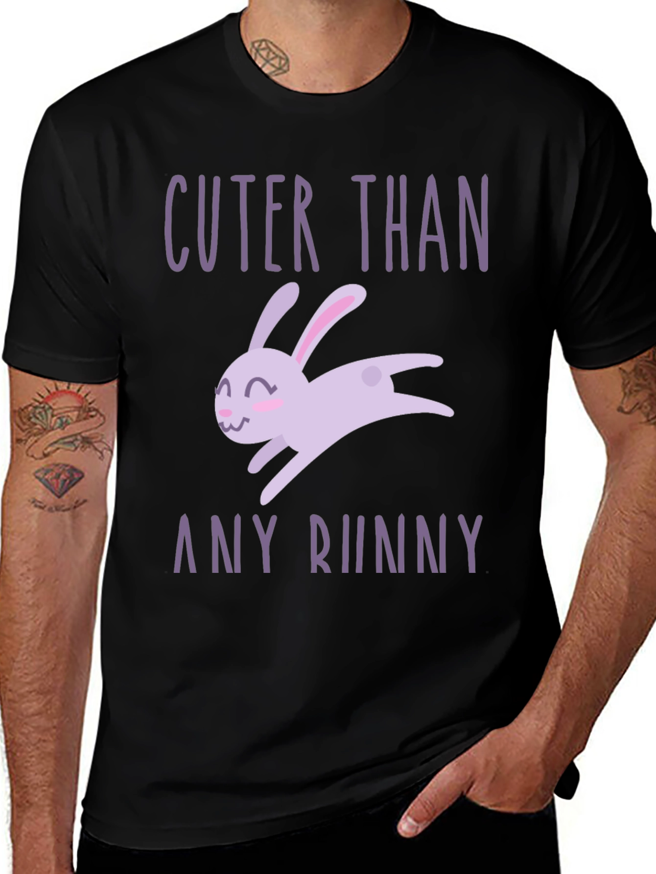 Cuter Than Any Bunny Black Graphic T-Shirt