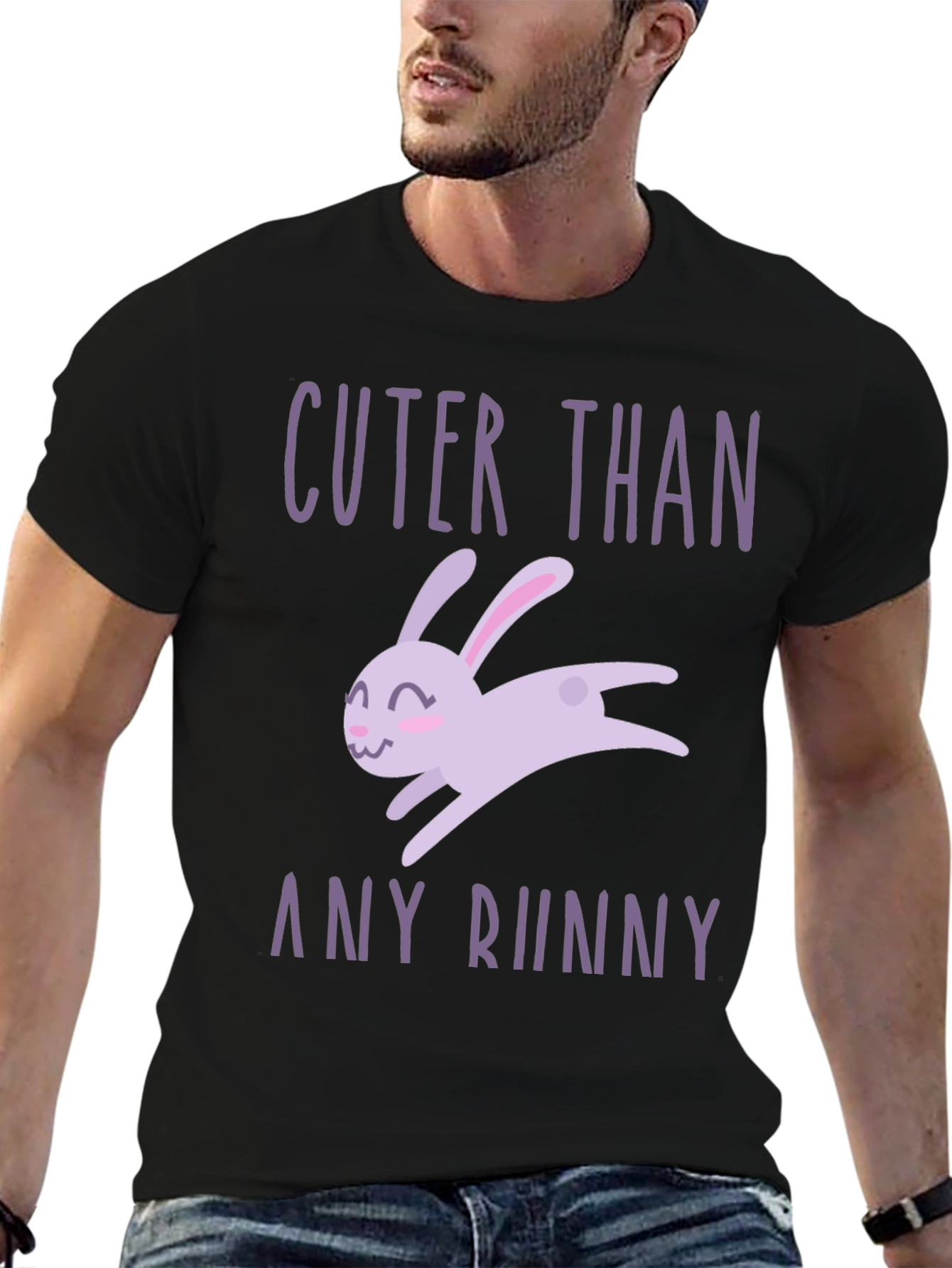 Cuter Than Any Bunny Black Graphic T-Shirt