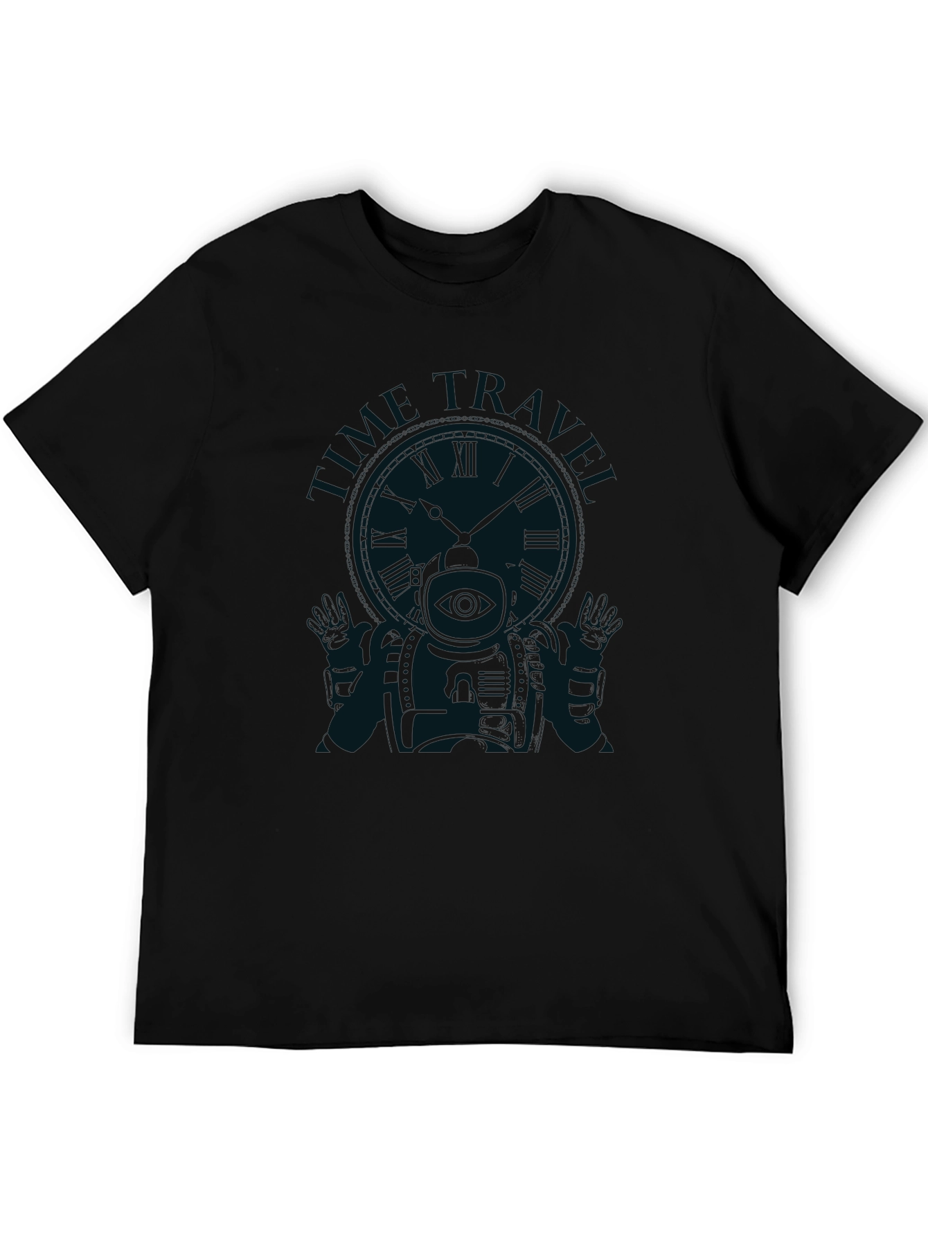 Time Traveler Graphic Tee - Black Cotton T-Shirt