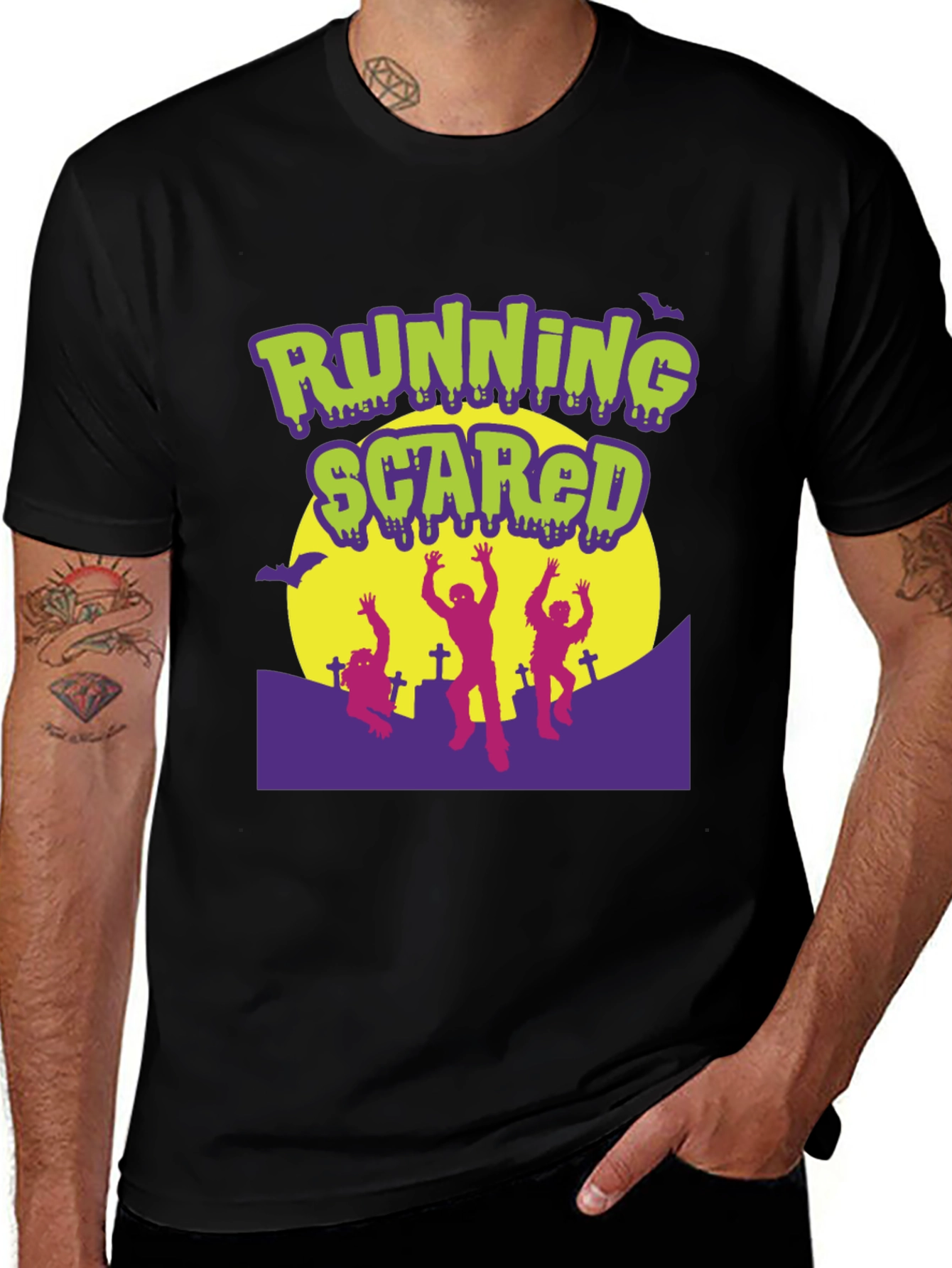 Running Scared Zombie Halloween T-Shirt