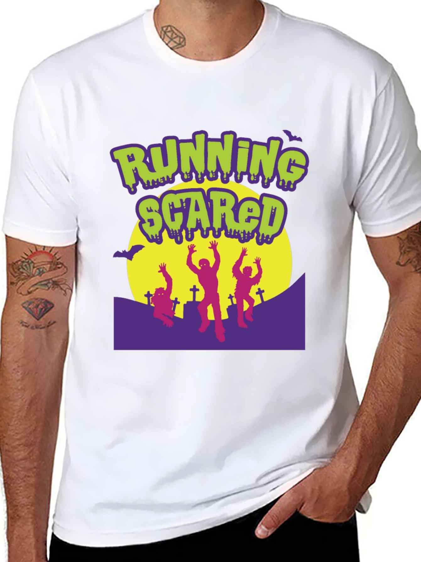 Running Scared Zombie Halloween T-Shirt