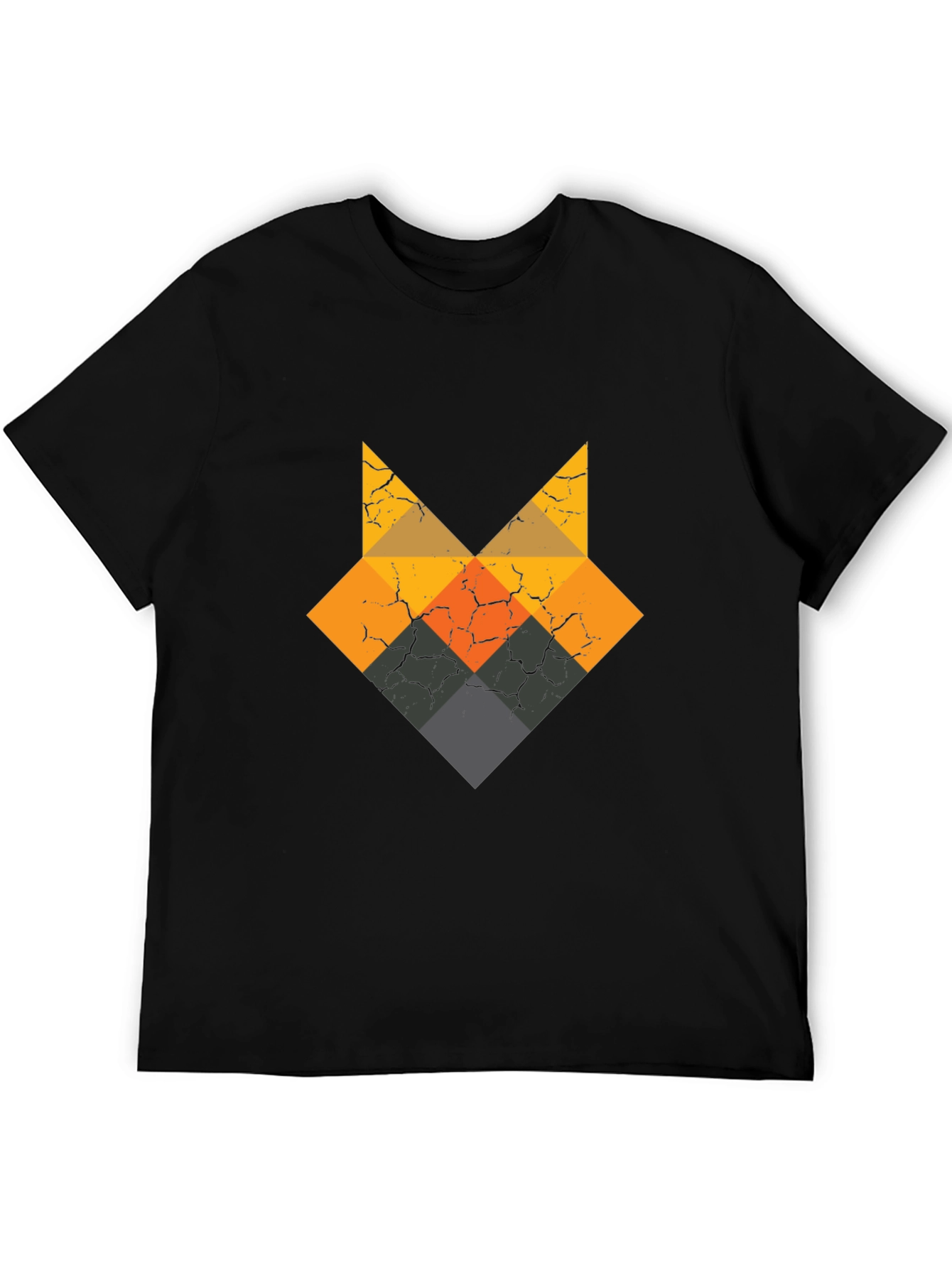Geometric Fox Head Black T-Shirt