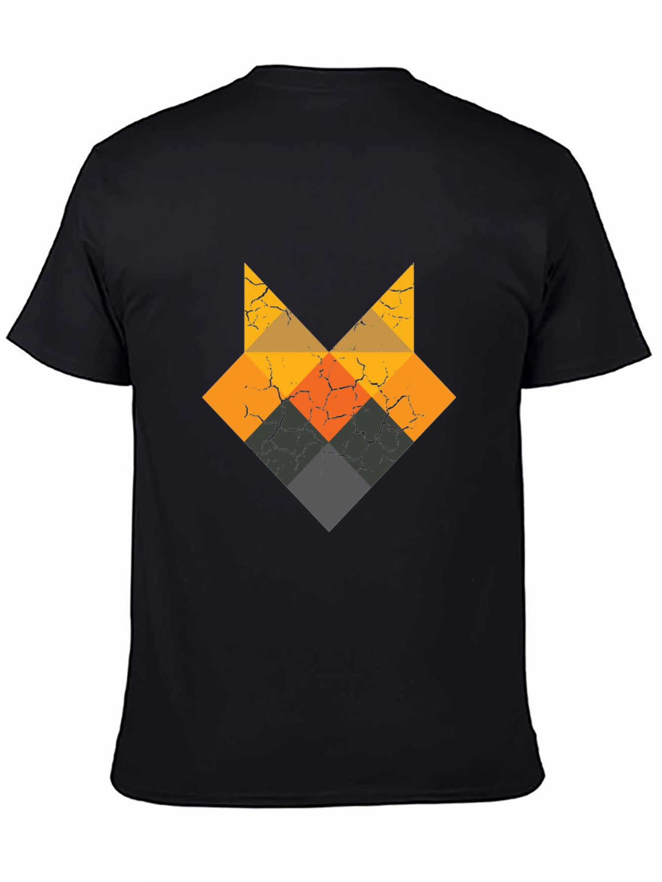 Geometric Fox Head Black T-Shirt