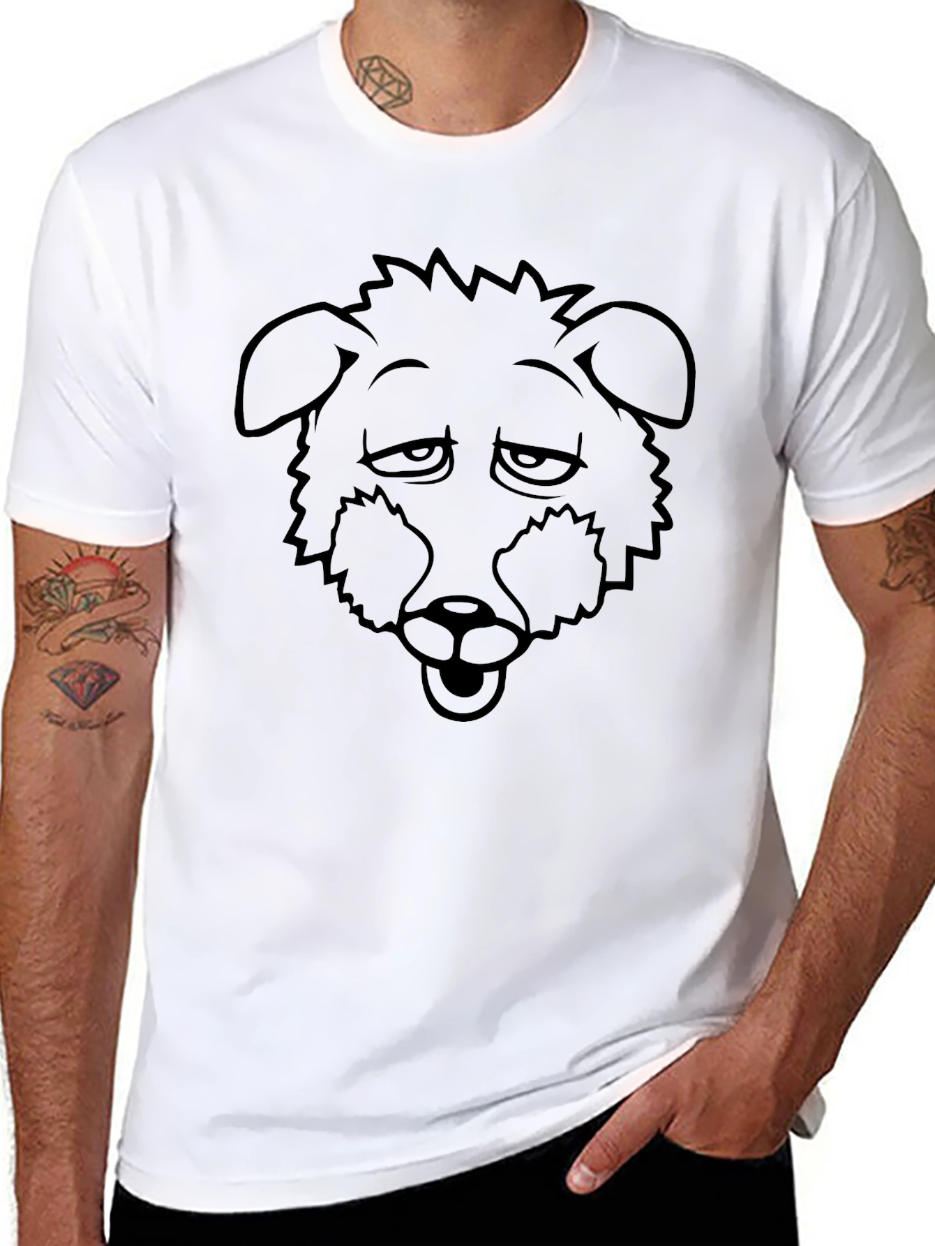 Dog Outline Graphic T-Shirt - Black