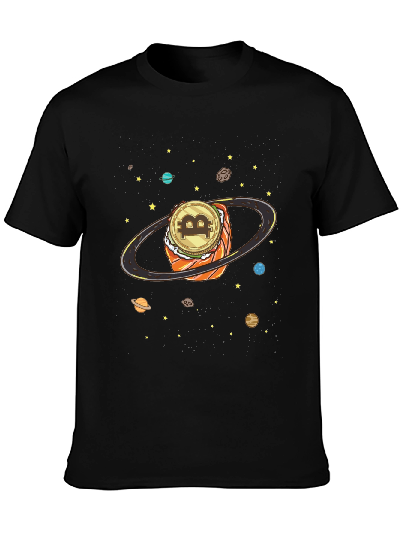Bitcoin Sushi Planet Graphic T-Shirt