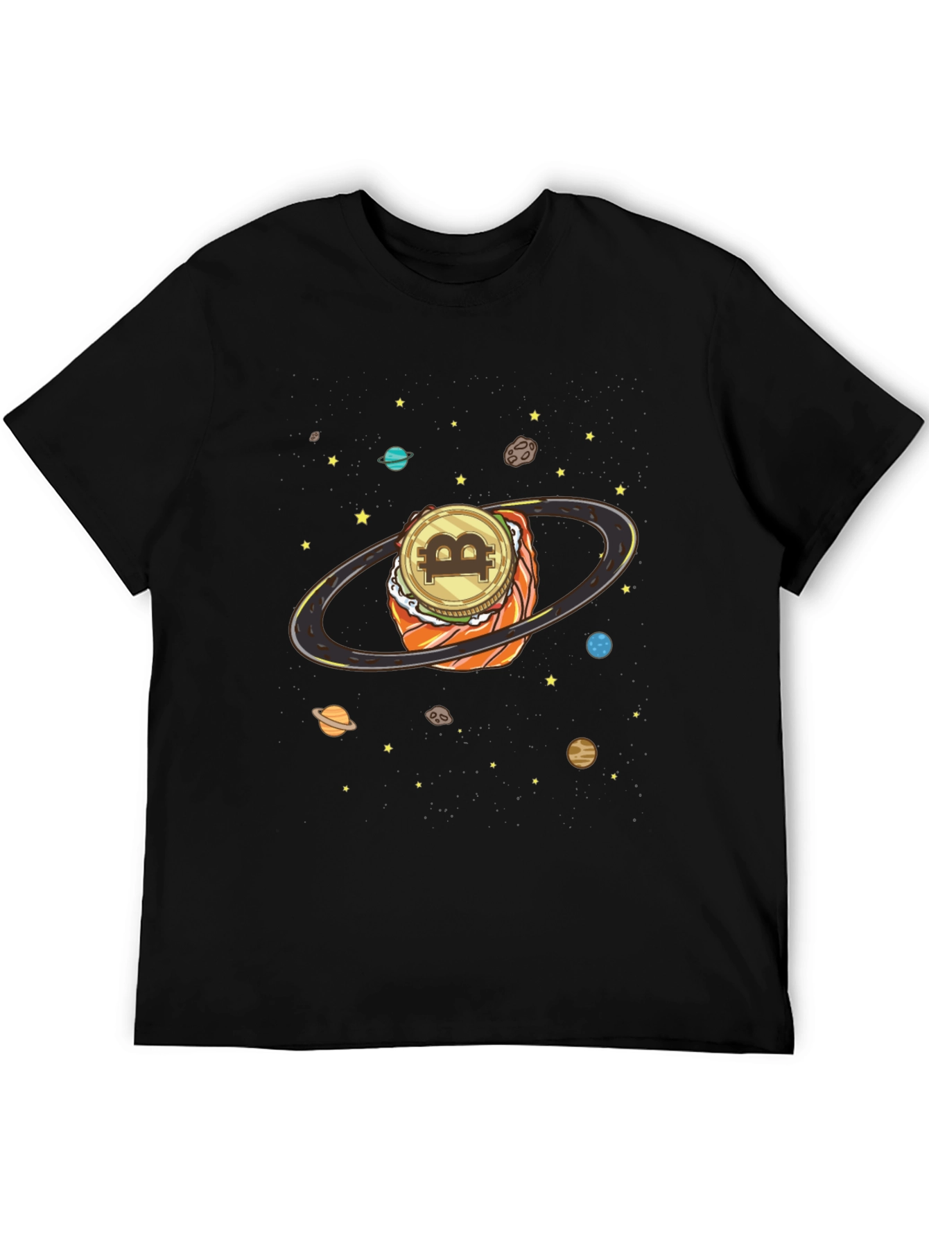 Bitcoin Sushi Planet Graphic T-Shirt