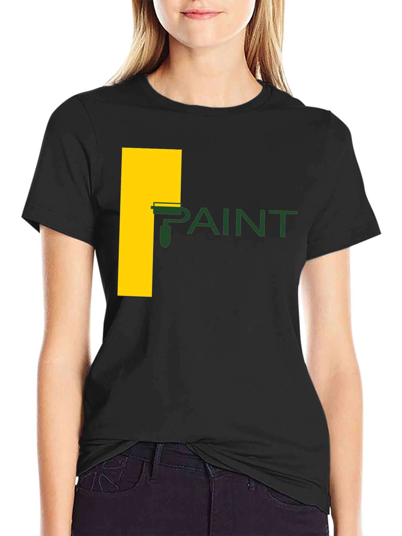 Paint Roller Graphic Tee - Artistic Crew Neck
