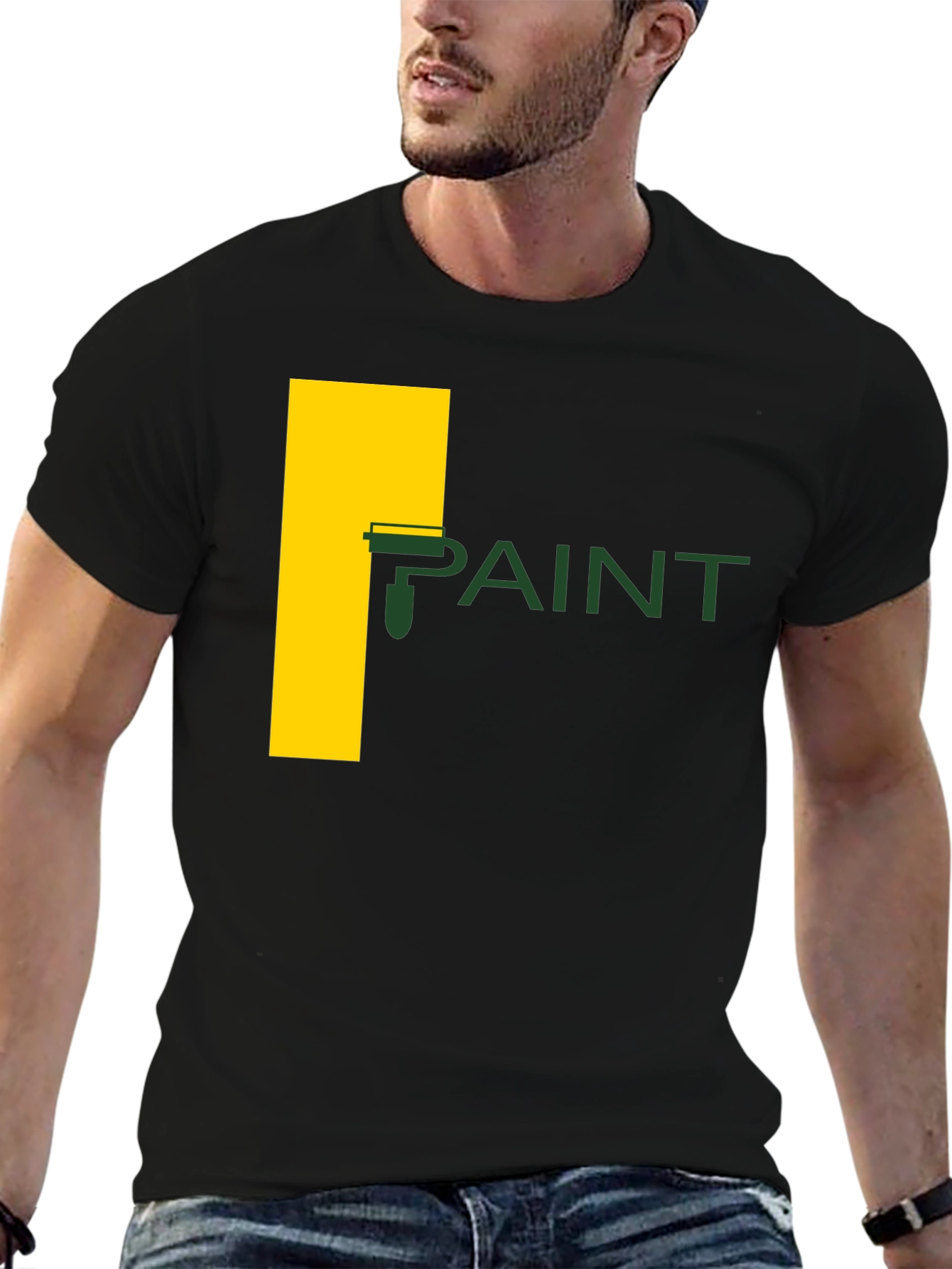 Paint Roller Graphic Tee - Artistic Crew Neck