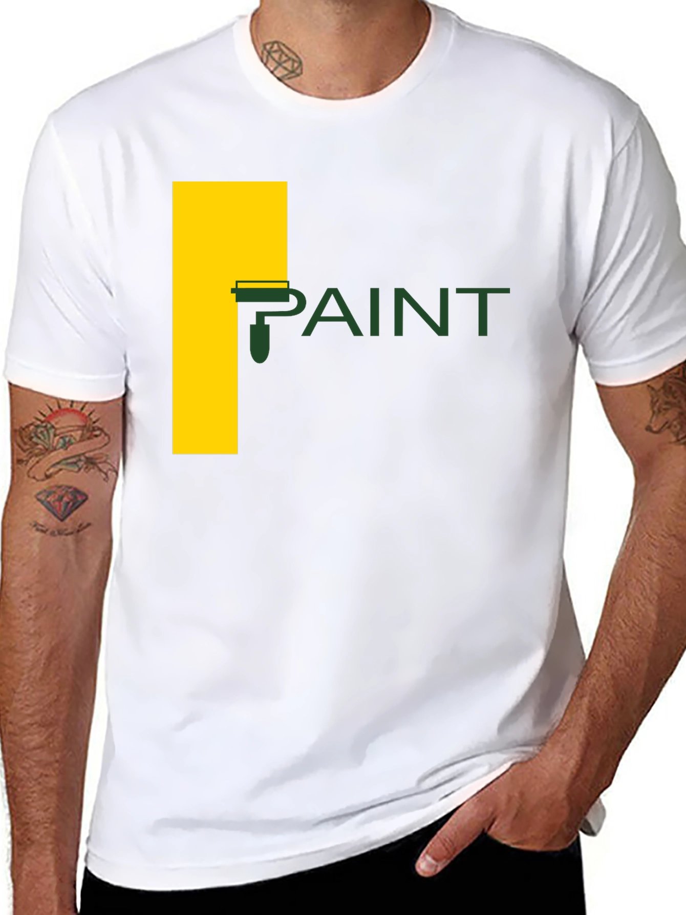 Paint Roller Graphic Tee - Artistic Crew Neck
