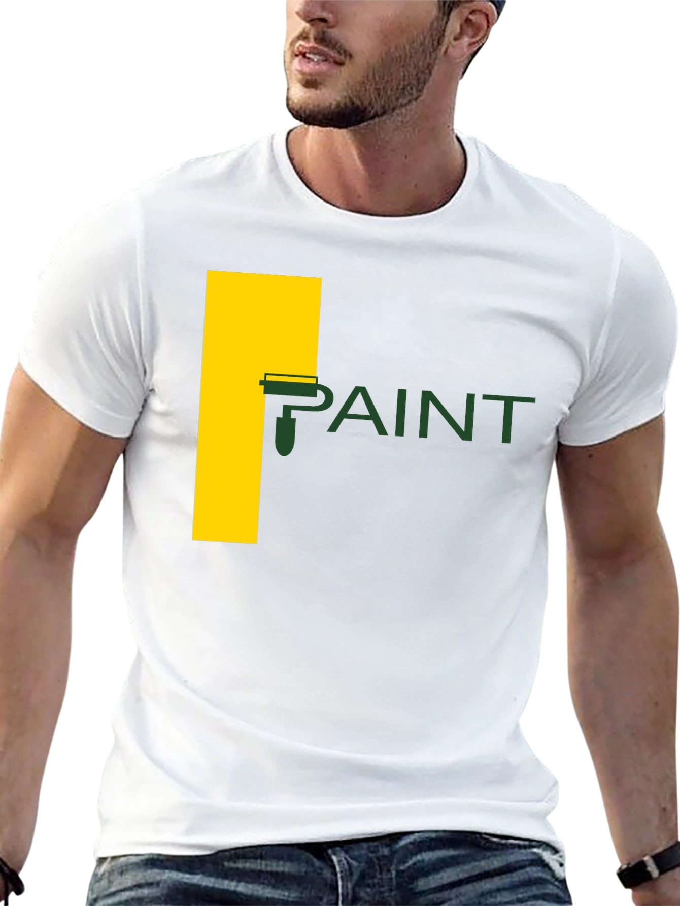 Paint Roller Graphic Tee - Artistic Crew Neck