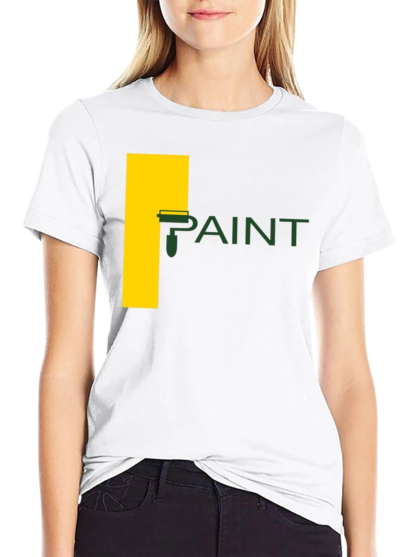 Paint Roller Graphic Tee - Artistic Crew Neck