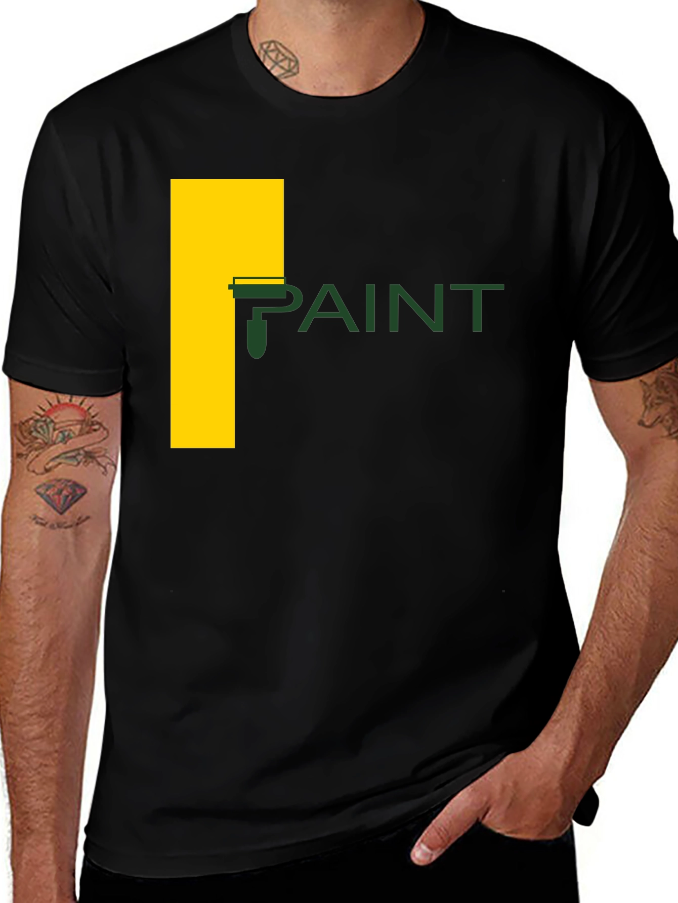 Paint Roller Graphic Tee - Artistic Crew Neck