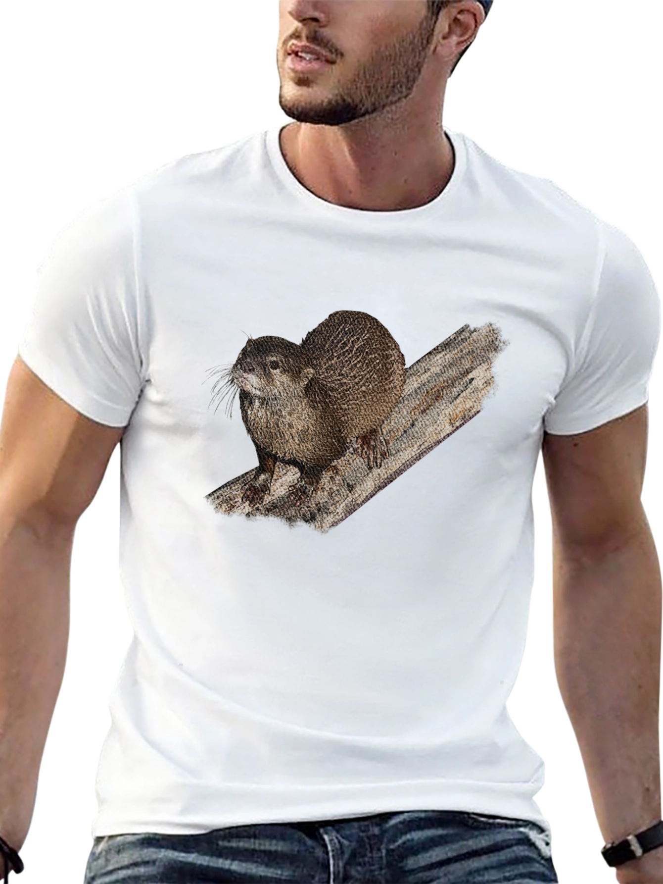 Otter Graphic Print Black T-Shirt