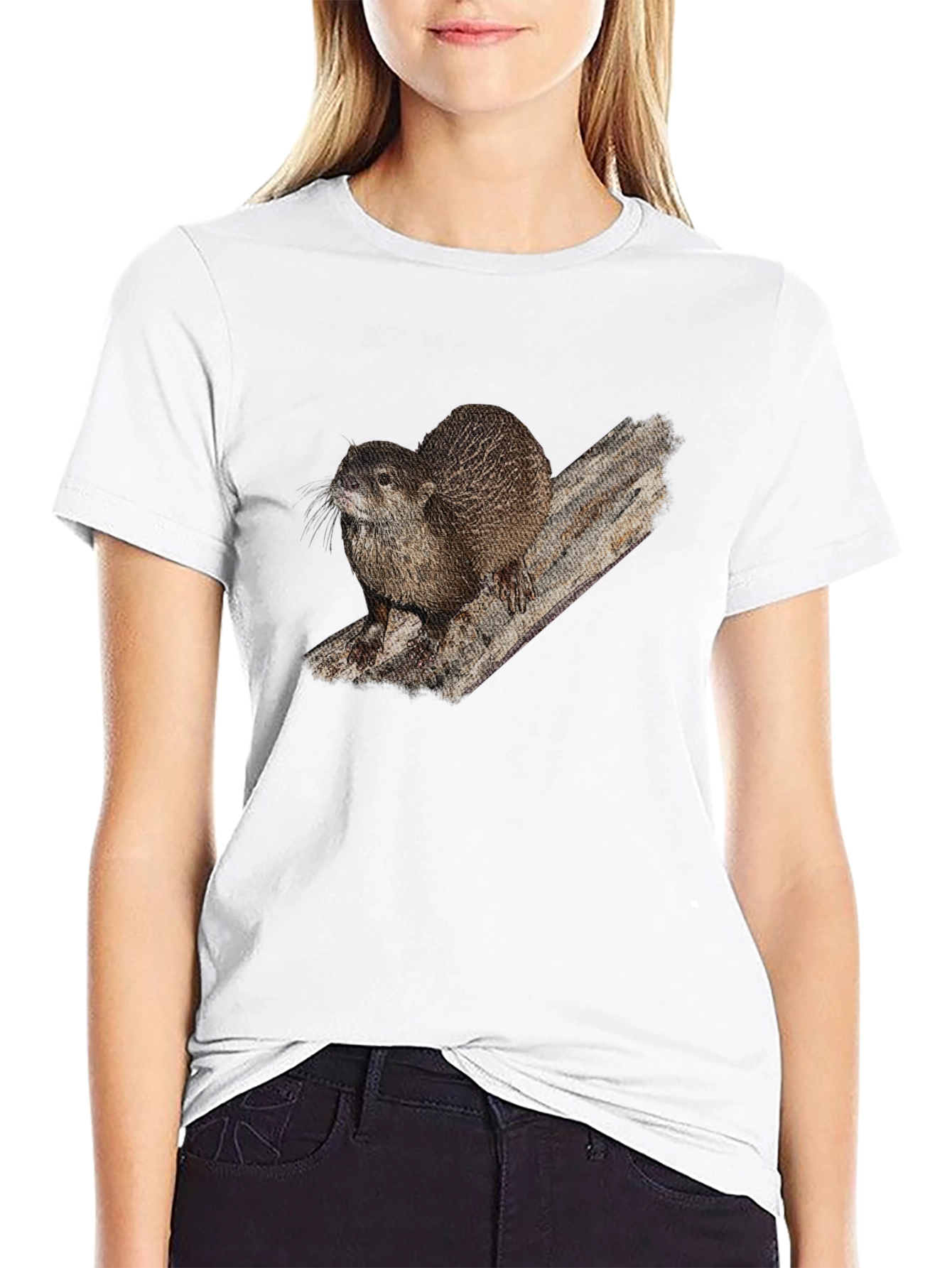 Otter Graphic Print Black T-Shirt