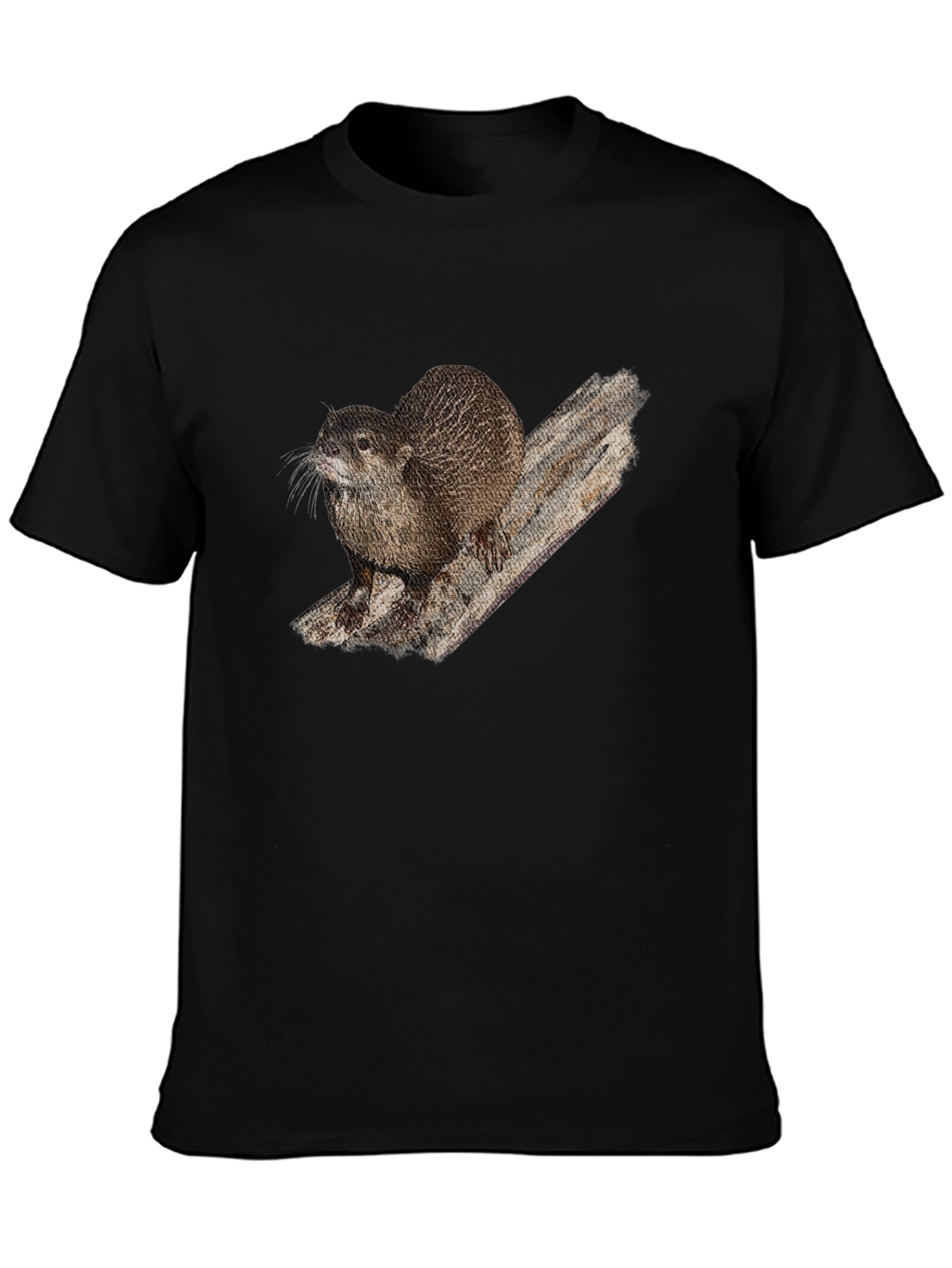 Otter Graphic Print Black T-Shirt