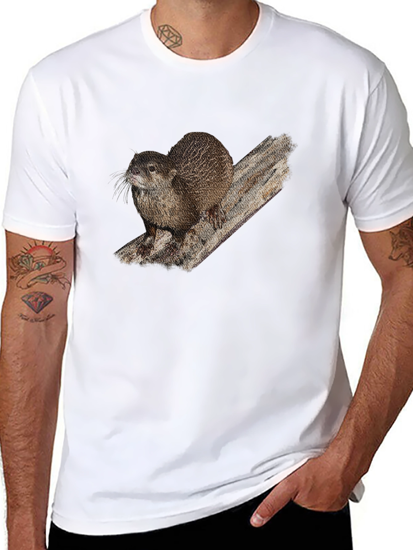Otter Graphic Print Black T-Shirt