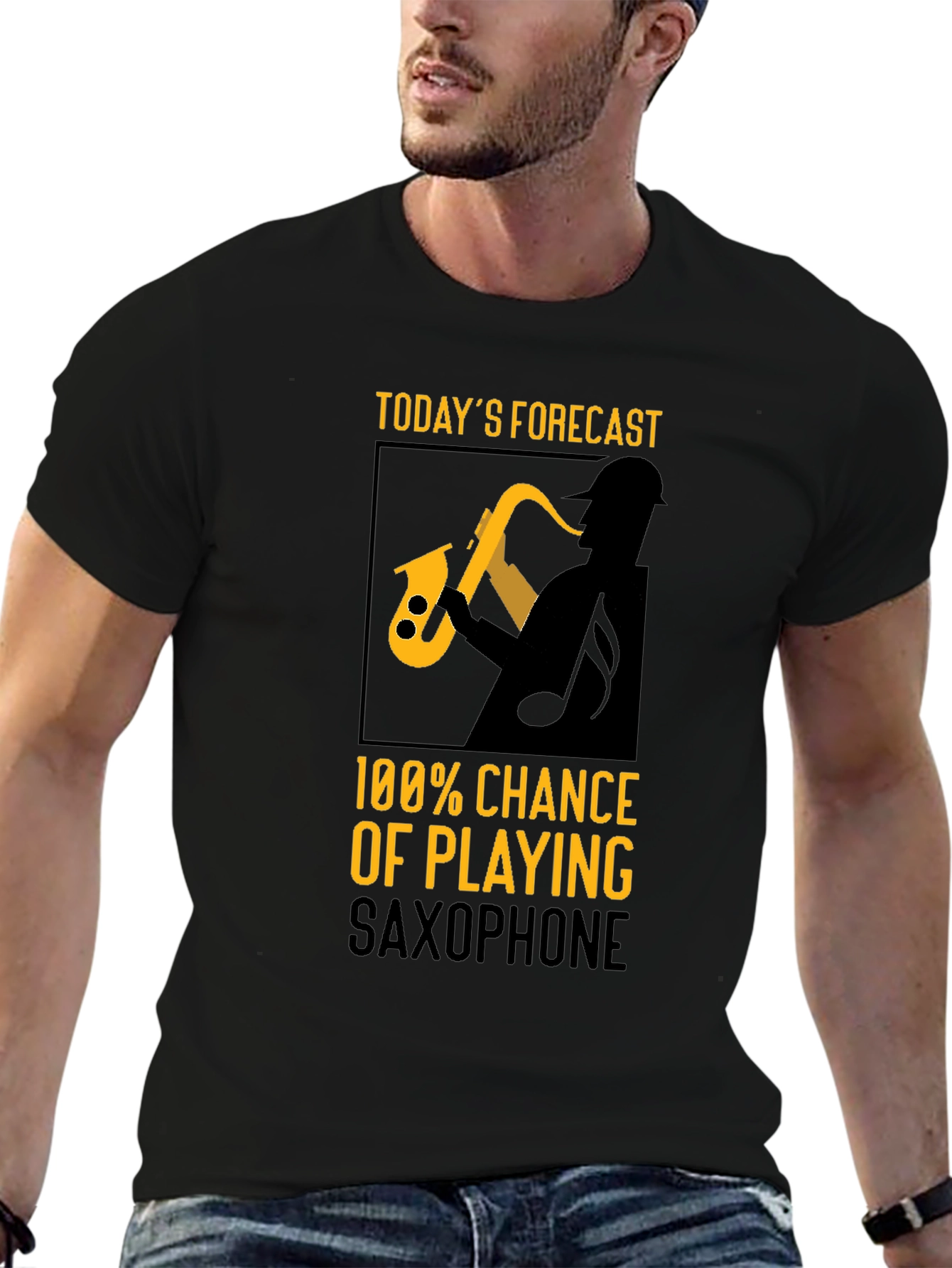 Saxophone Player Forecast Graphic T-Shirt