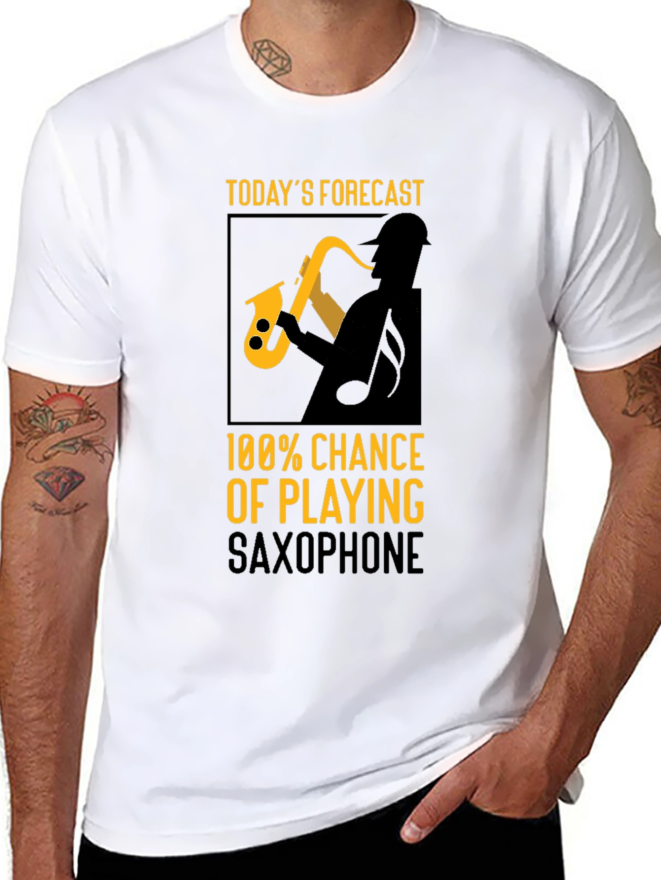 Saxophone Player Forecast Graphic T-Shirt